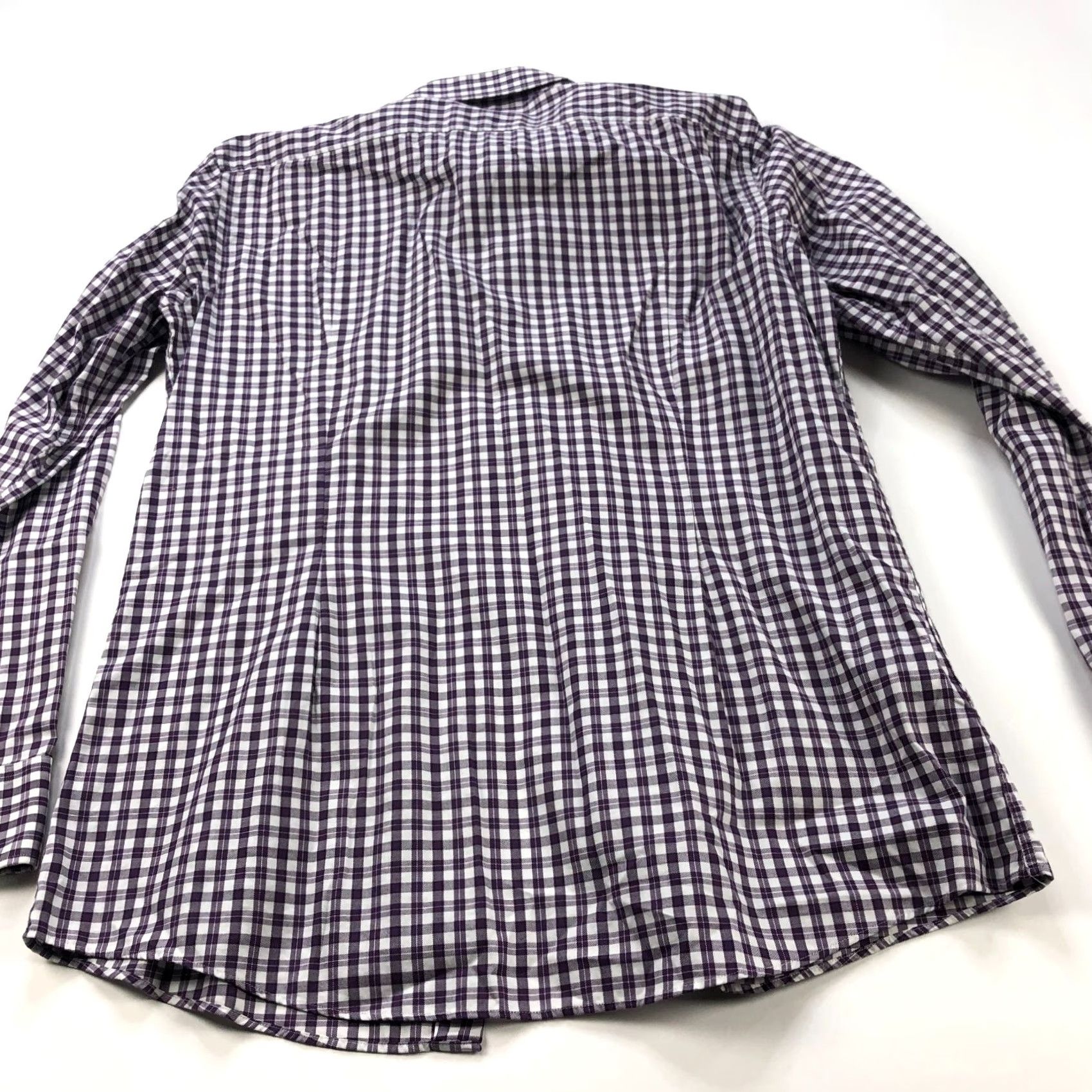 Hugo Boss HUGO BOSS Dress Shirt Purple Check Long Sleeve 16 34/35 Slim Fit 100% Cotton Button Shirt Mens Size 42R - 6 Thumbnail