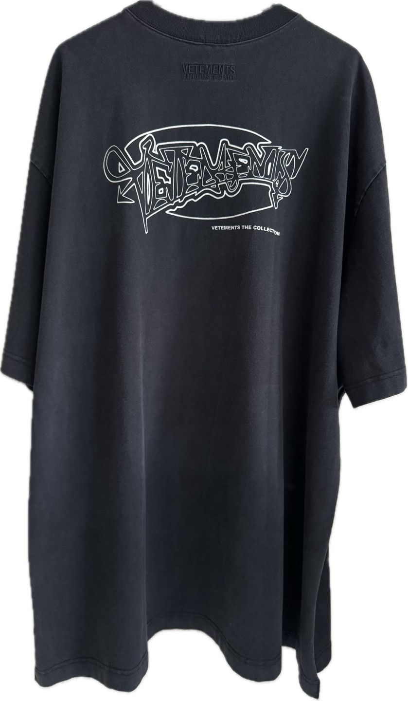 Vetements Vetements Black Printed Cotton Split Side Oversized T-Shirt Size US S / EU 44-46 / 1 - 3 Thumbnail