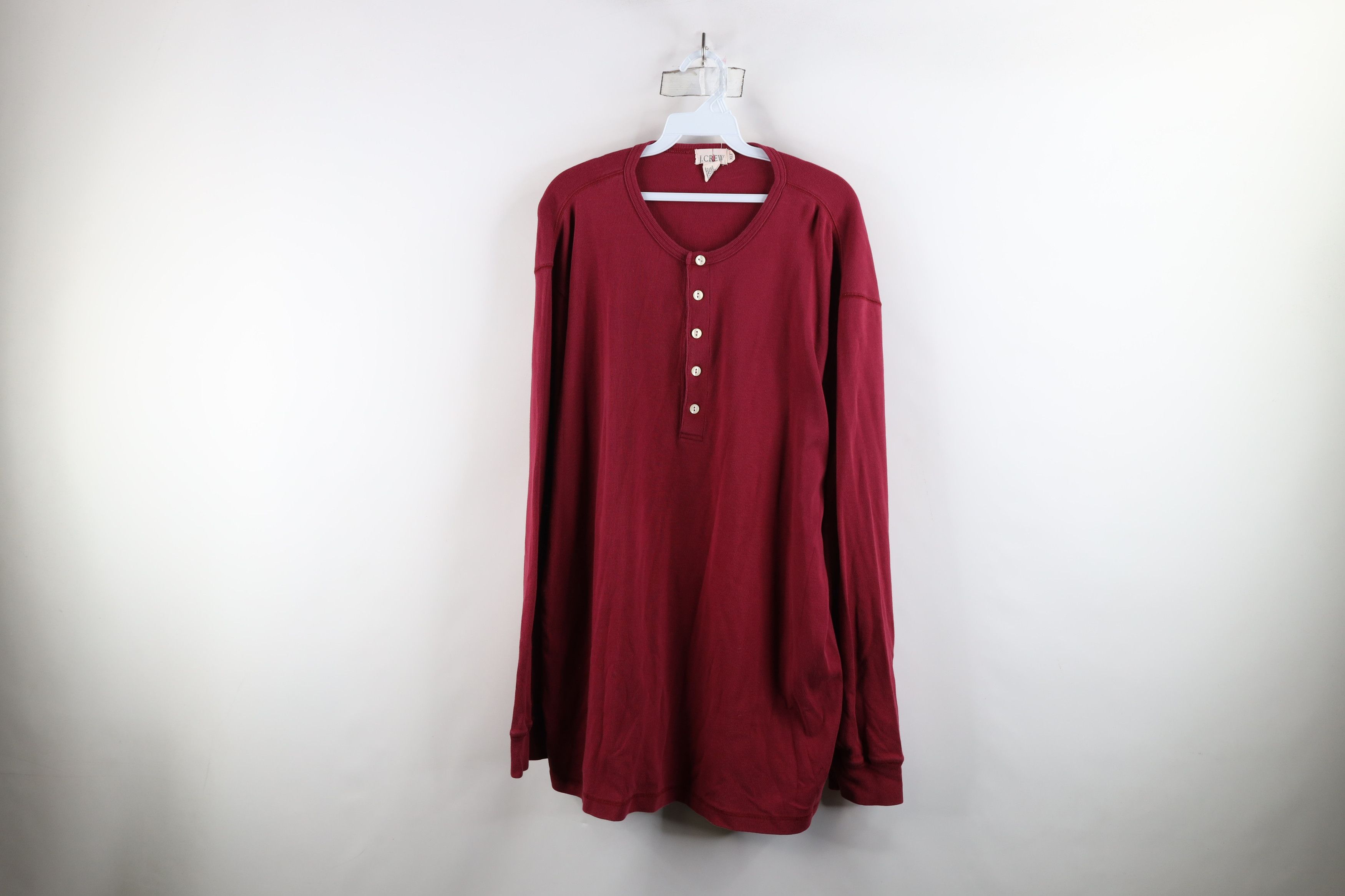 J.Crew × Vintage Vintage 90s J Crew Ribbed Knit Long Sleeve Henley T-Shirt Size US XL / EU 56 / 4 - 1 Thumbnail