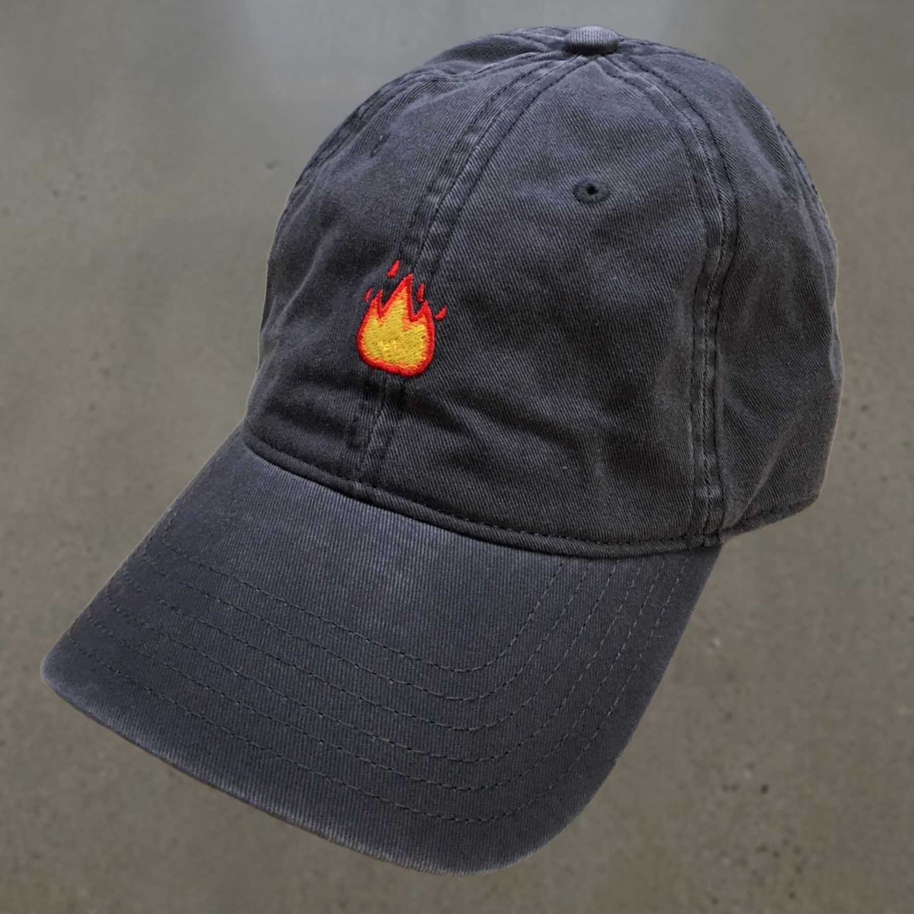 Vintage Fire Emoji OTTO Baseball Cap Hat Mens Gray OS Curve Brim Embroidered Logo Cotton Size ONE SIZE - 1 Thumbnail
