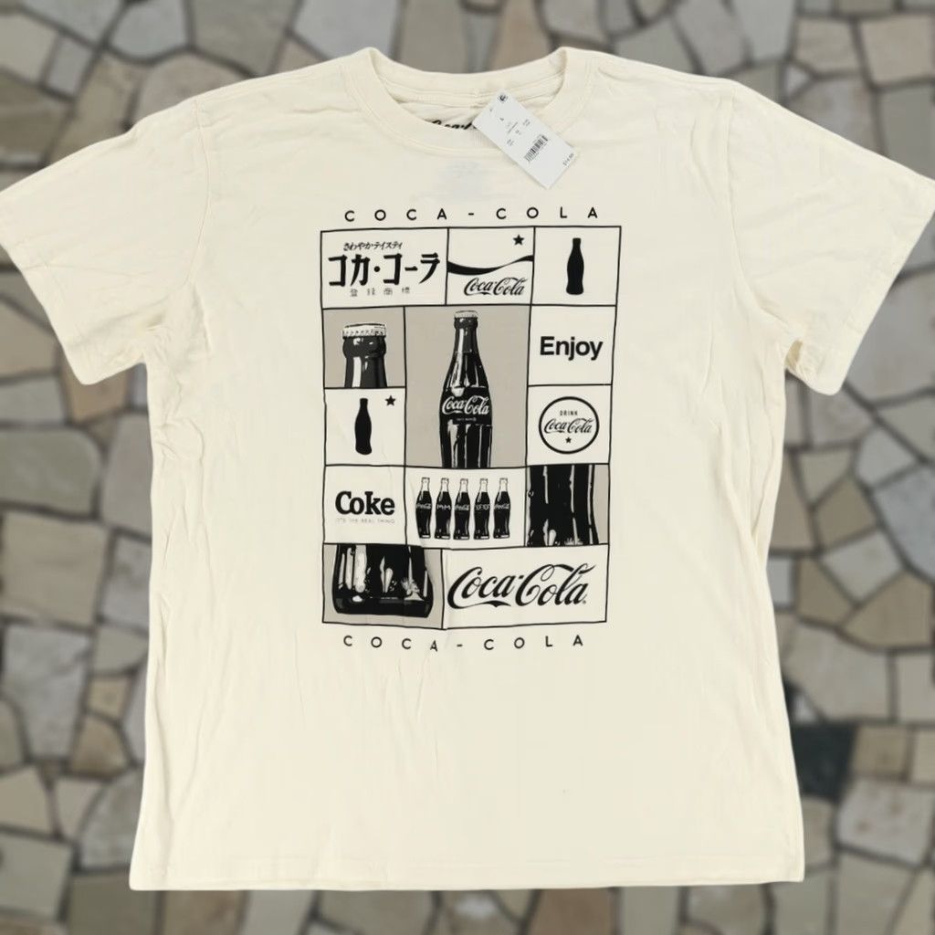 Vintage Coca Cola Graphic Solid T-Shirt Cream Men's L Size US L / EU 52-54 / 3 - 1 Thumbnail