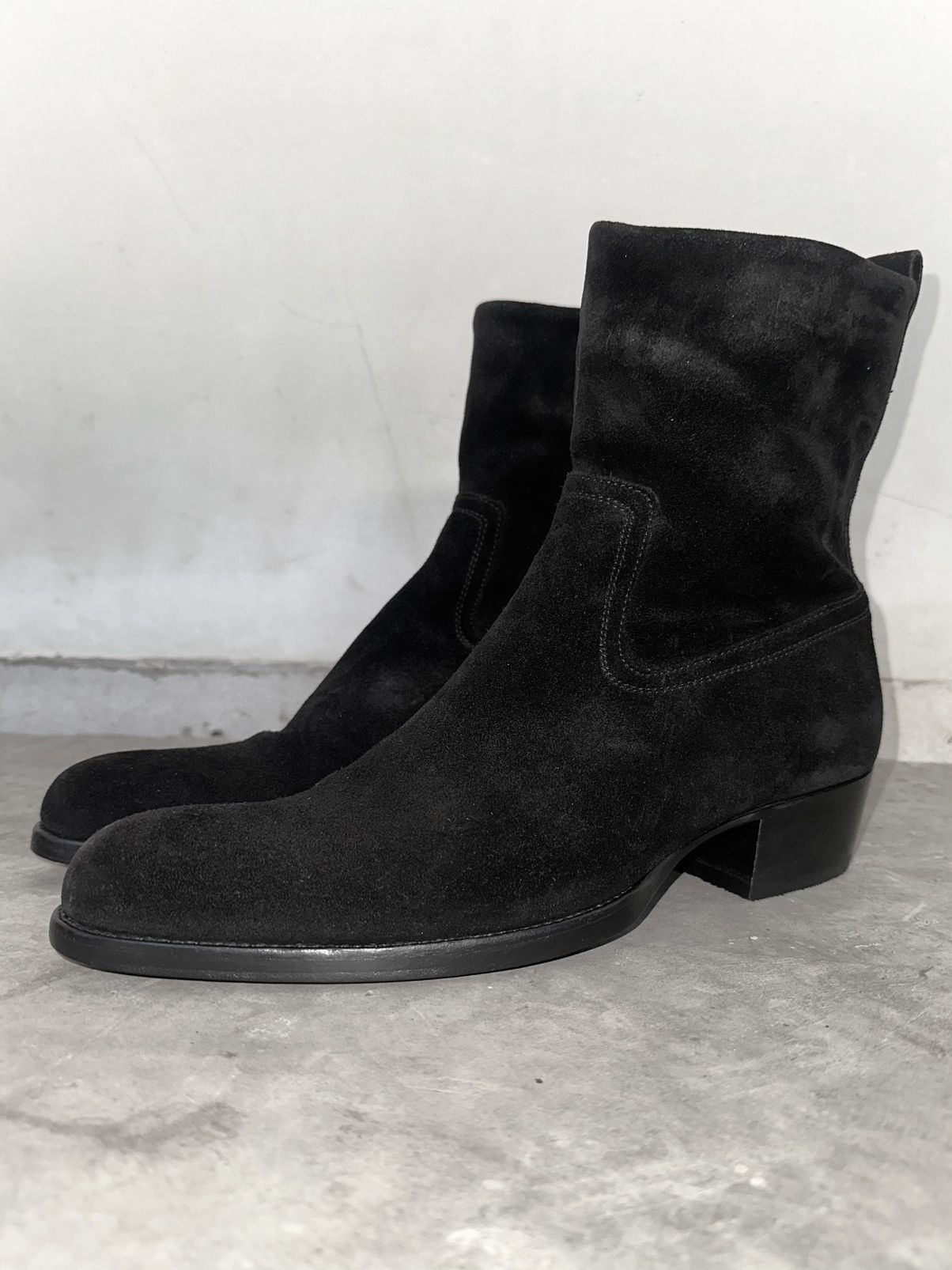 Dior AW05 Dior Homme Black Suede Side Zip Western Boots Size US 11 / EU 44 - 10 Thumbnail