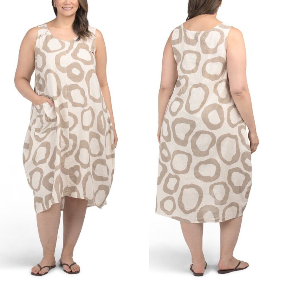 Other NWT New Cristina Vergani Made In Italy Linen Blend Dress Wi Size XL / US 12-14 / IT 48-50 - 2 Thumbnail