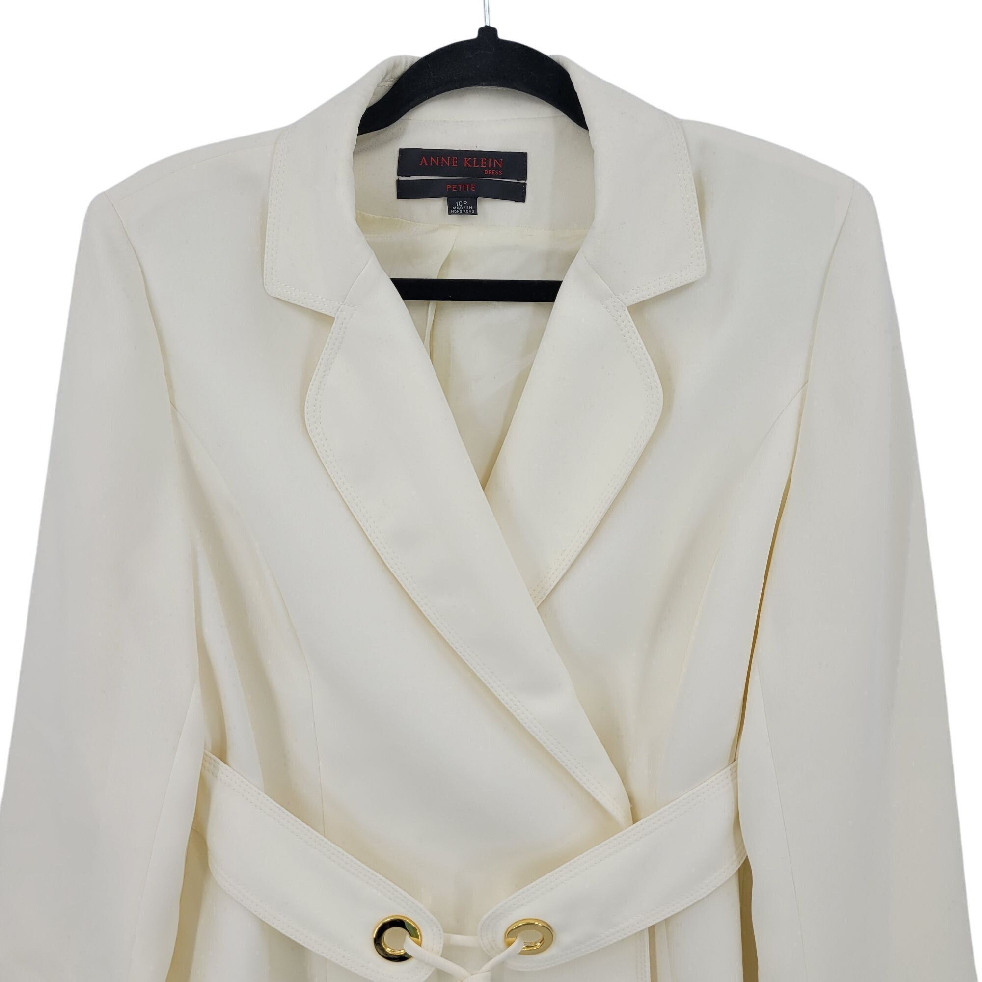 Anne Klein Vtg womens Petite White Single Breasted Blazer Jacket Sz 10P Size L / US 10 / IT 46 - 5 Thumbnail
