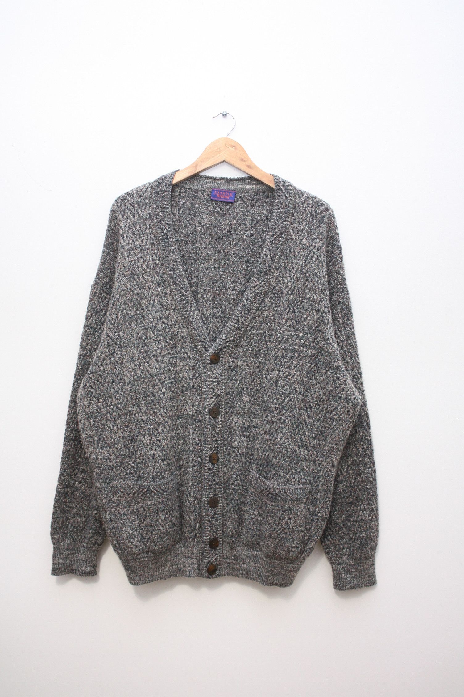Missoni Example Gray Knitted Wool V-Neck Cardigan