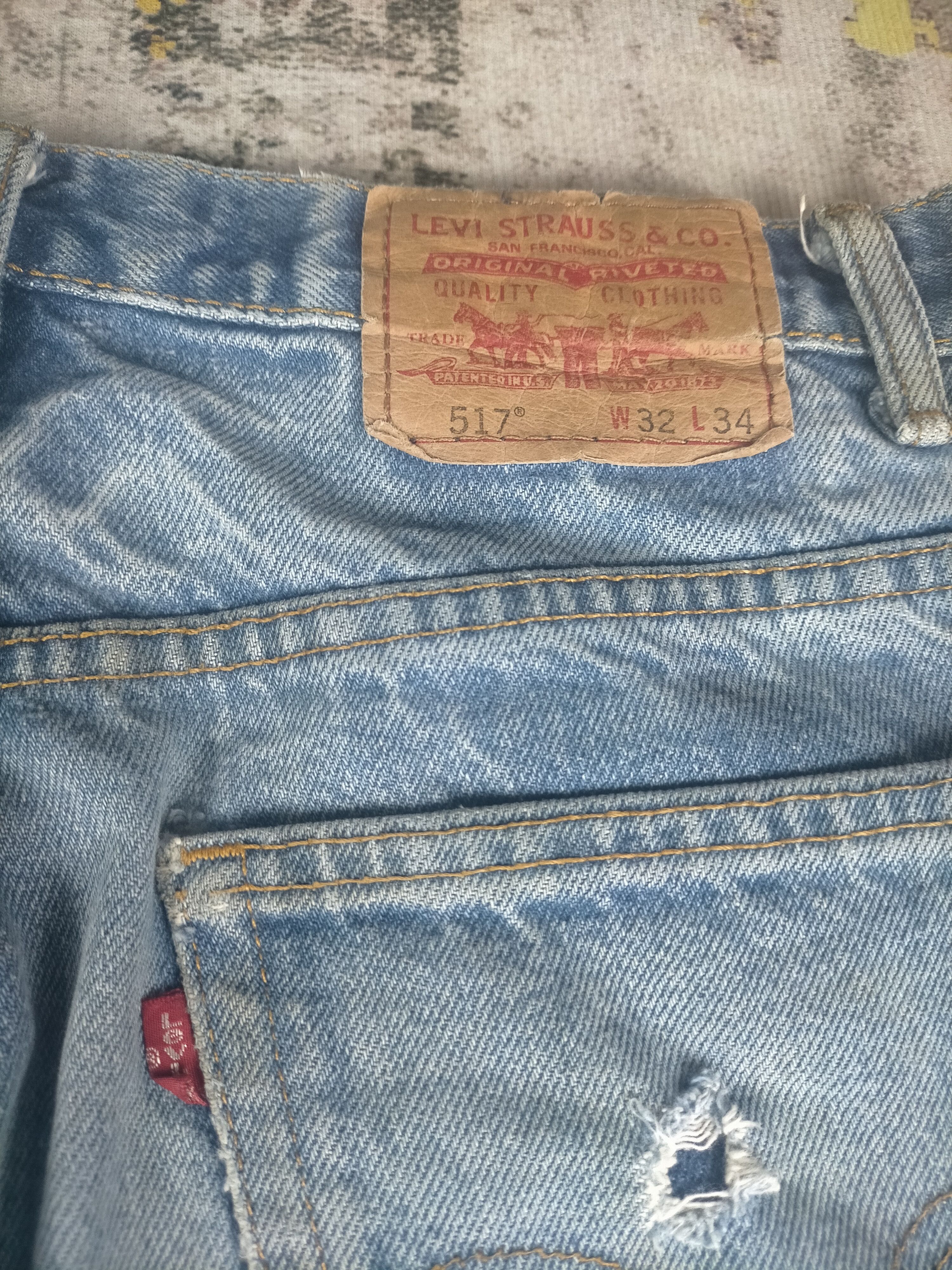 Levi's 🔥 Vintage Levis 517 Flared Ripped Dirty Distressed Jeans Size US 32 / EU 48 - 7 Thumbnail