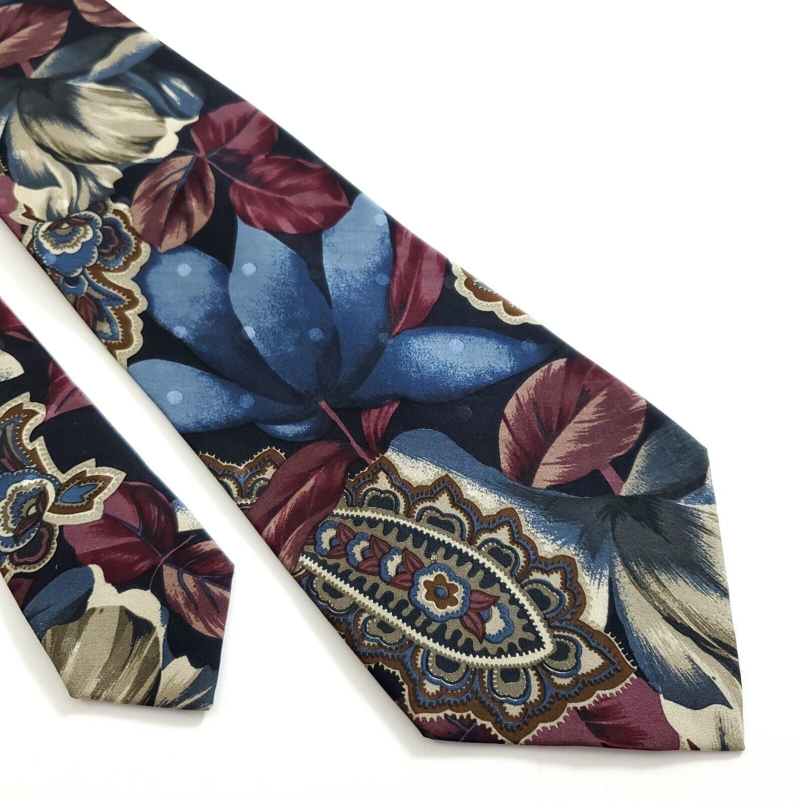 Robert Talbott Robert Talbott Omaggio Floral Print Blue Red Wide Silk Tie Size ONE SIZE - 1 Thumbnail