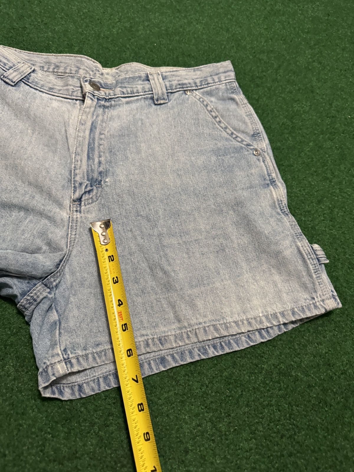 Lee × Vintage Vtg 90s Y2K Lee Dungaree Carpenter Jorts 11 6” Denim Shorts Size 32" / US 10 / IT 46 - 5 Thumbnail