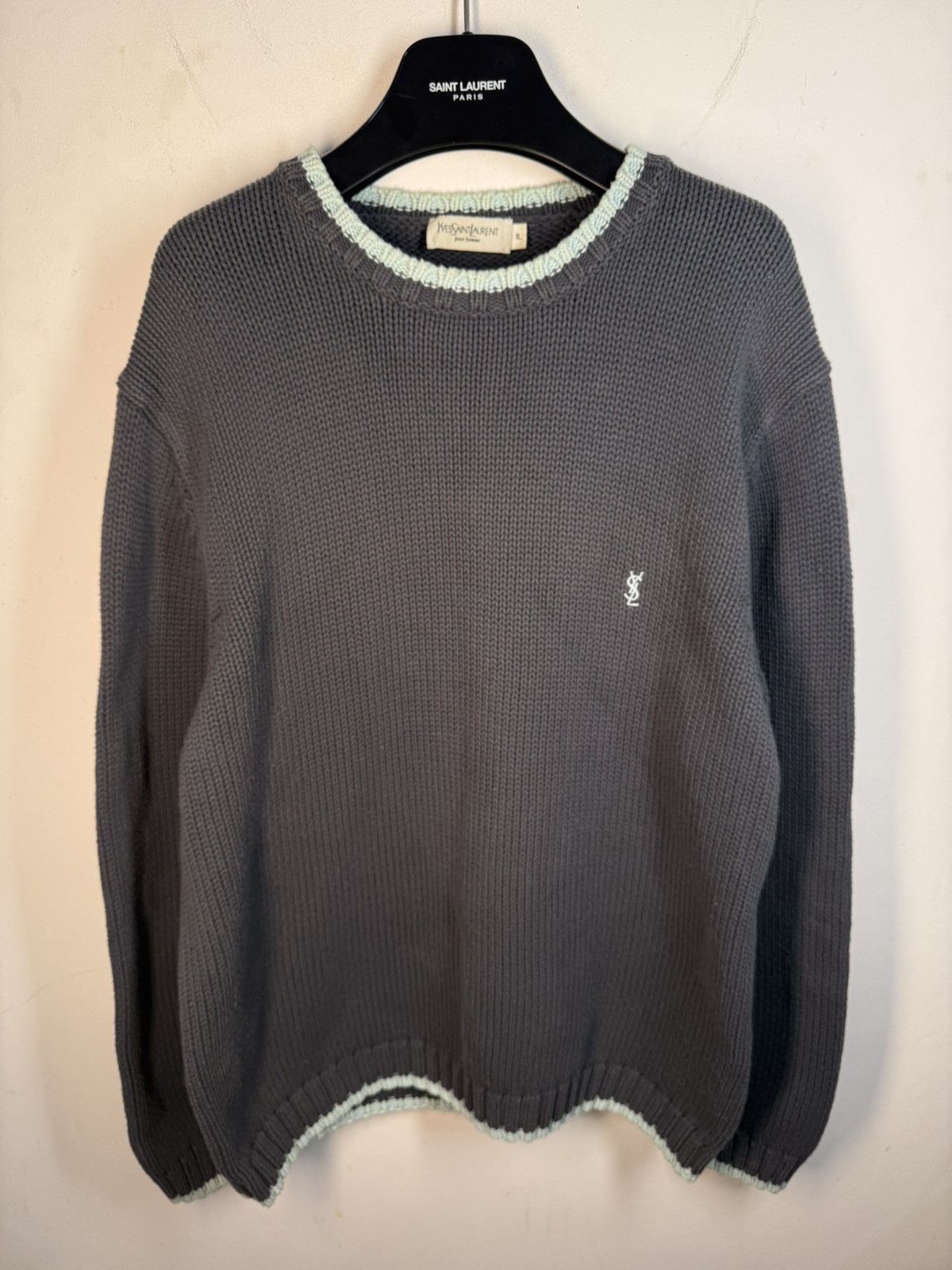 Yves Saint Laurent Heavy YSL Sweater Knit Grey Yves Saint Laurent Vintage Size US XL / EU 56 / 4 - 15 Thumbnail