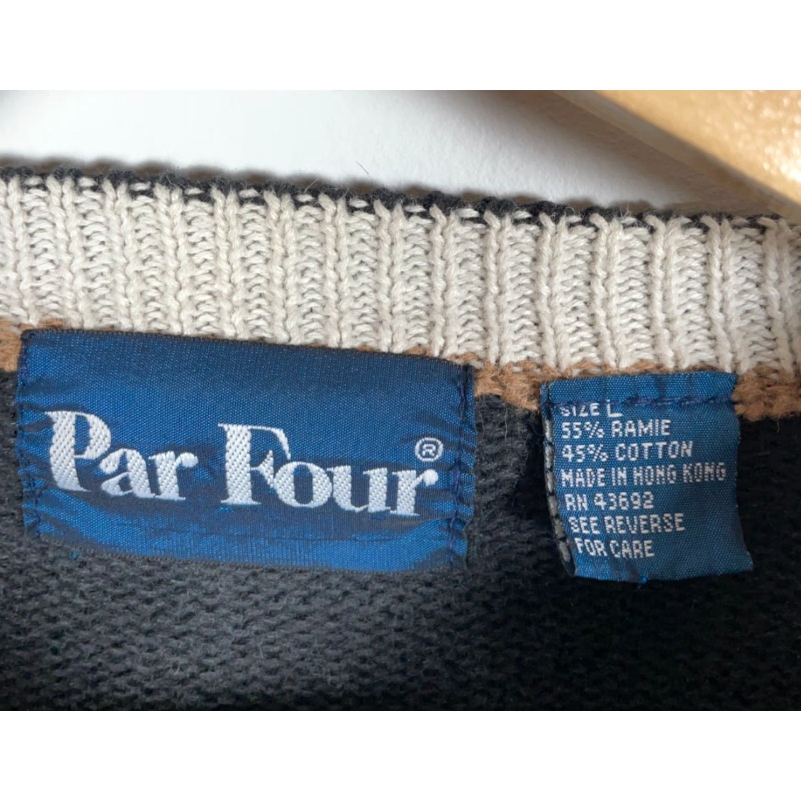 Vintage VINTAGE Par Four Sweater Shirt Adult Large Black 90s Sports Embroidered Chunky Knit Mens Size US L / EU 52-54 / 3 - 3 Thumbnail