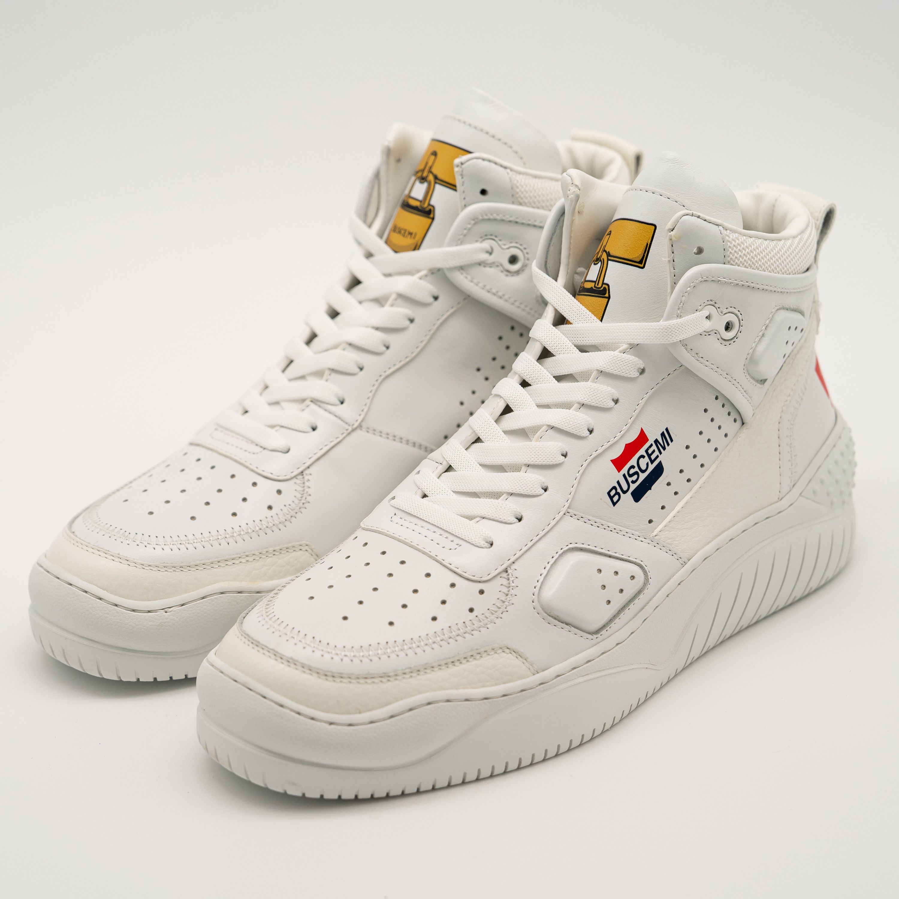 Buscemi 42eu 9 us - BUSCEMI Basket White High Top Sneakers Leather Size US 9 / EU 42 - 1 Thumbnail