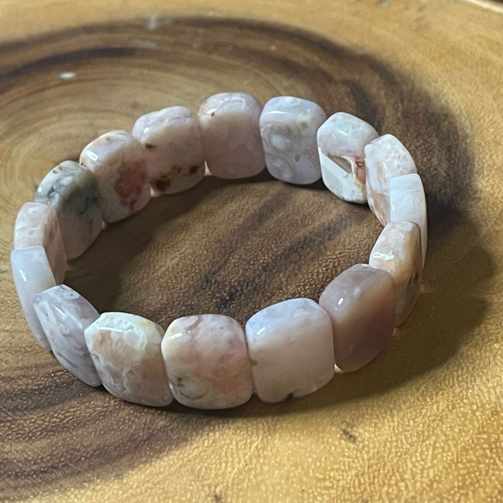 Other Pink flower agate soft bangle bracelet beaded beads new hand Size ONE SIZE - 2 Thumbnail