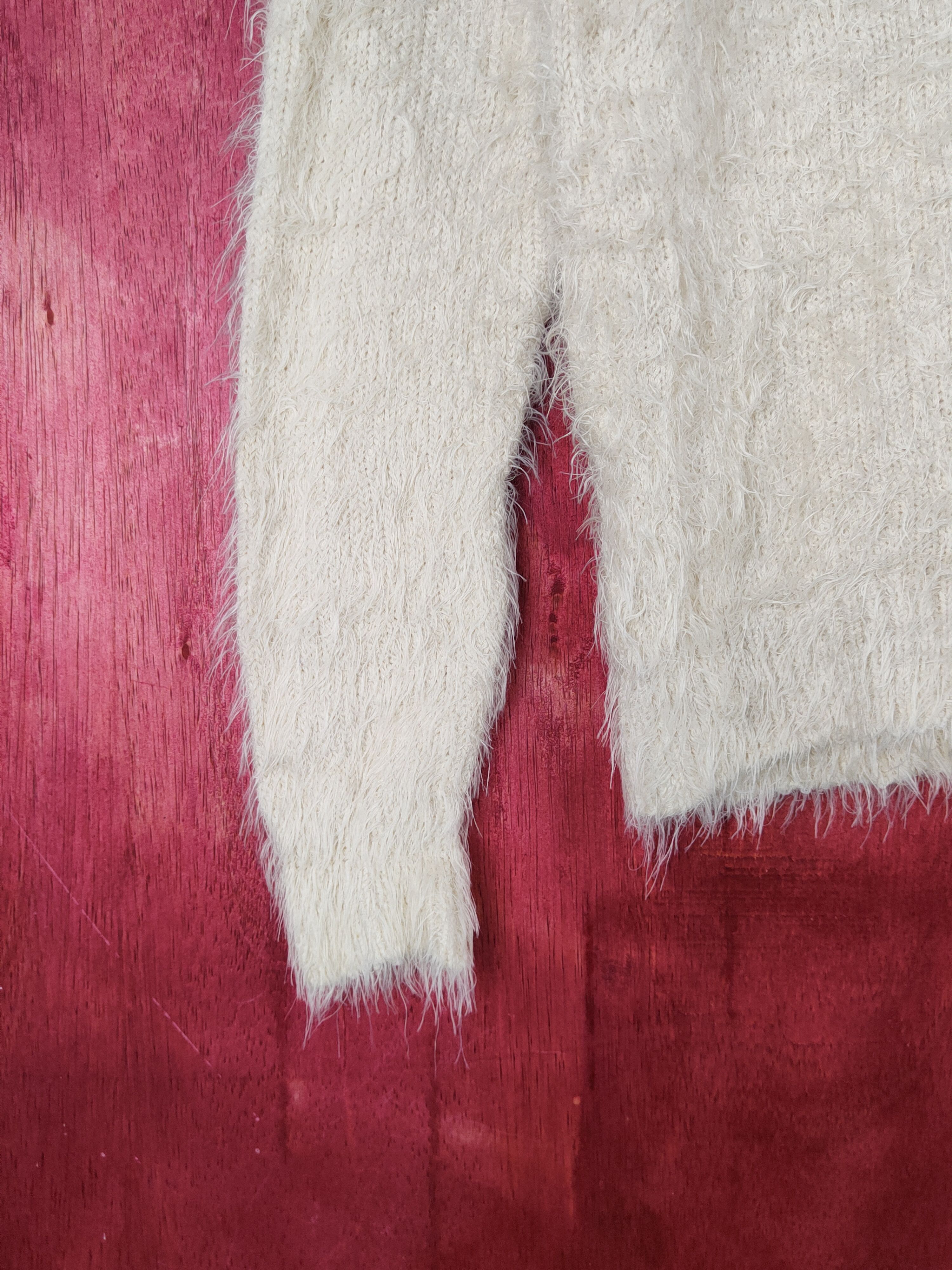 Homespun Knitwear C.o.l.z.a Cream Shag Shaggy Fur Mohair Knitwear #S2058 Size M / US 6-8 / IT 42-44 - 5 Thumbnail