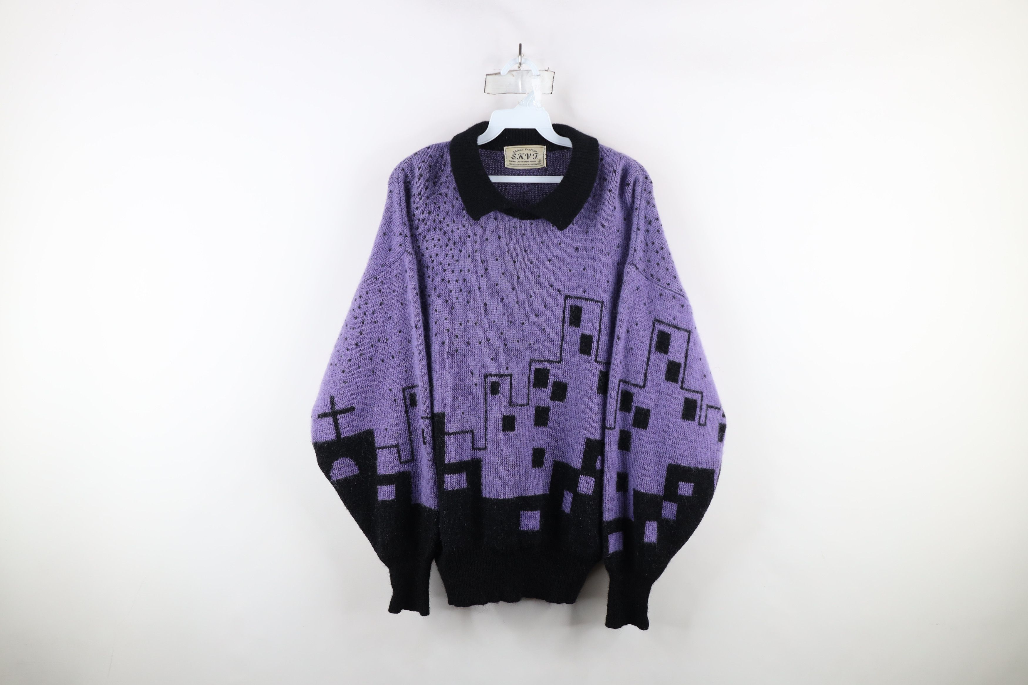 Vintage Vintage 90s Streetwear Abstract City Cross Collared Sweater Size XL / US 12-14 / IT 48-50 - 1 Thumbnail