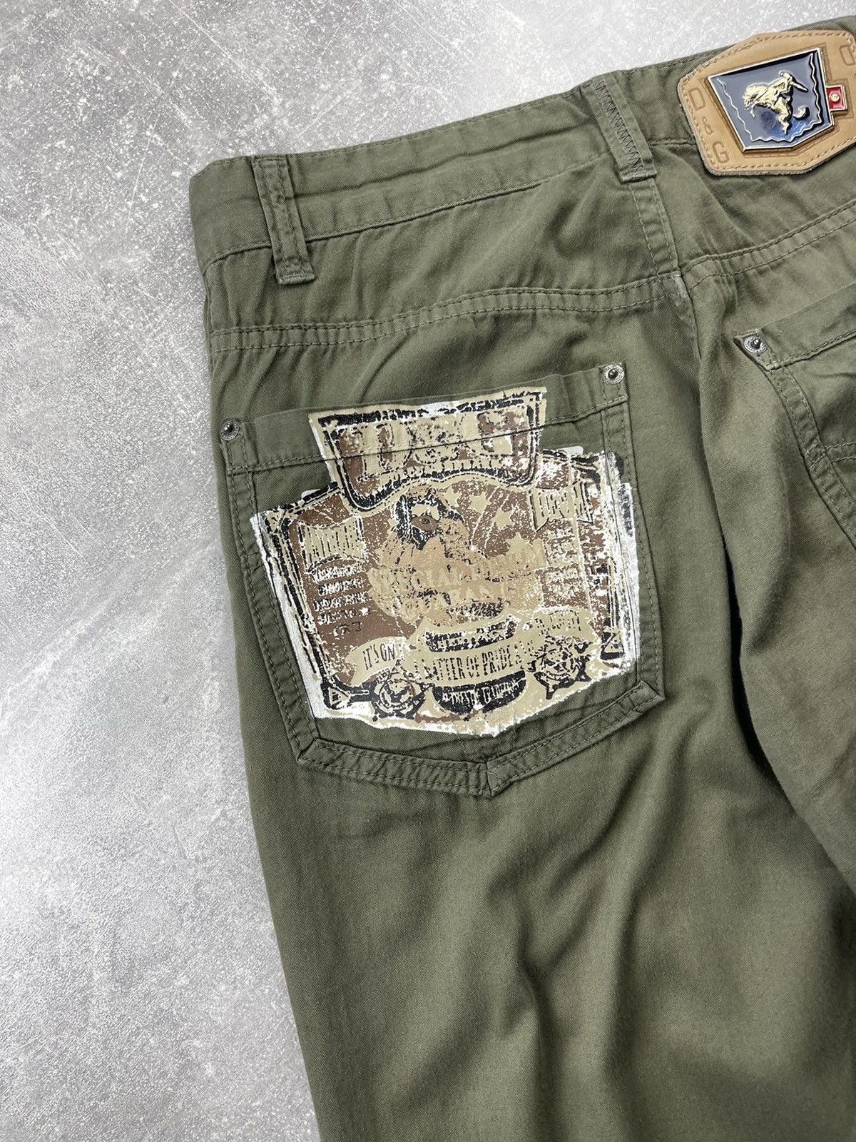 Dolce & Gabbana Dolce & Gabbana Vintage Green Distressed Logo Patch Pants Size US 32 / EU 48 - 4 Thumbnail