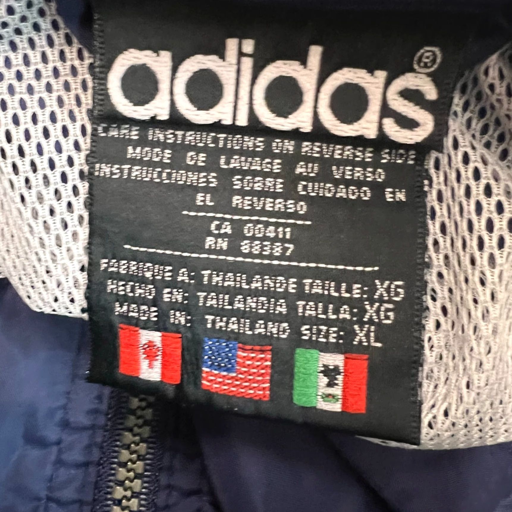 Adidas Adidas Nylon Lined Zip Windbreaker Jacket Mens XL Blue White Hooded Pockets Size US XL / EU 56 / 4 - 5 Thumbnail