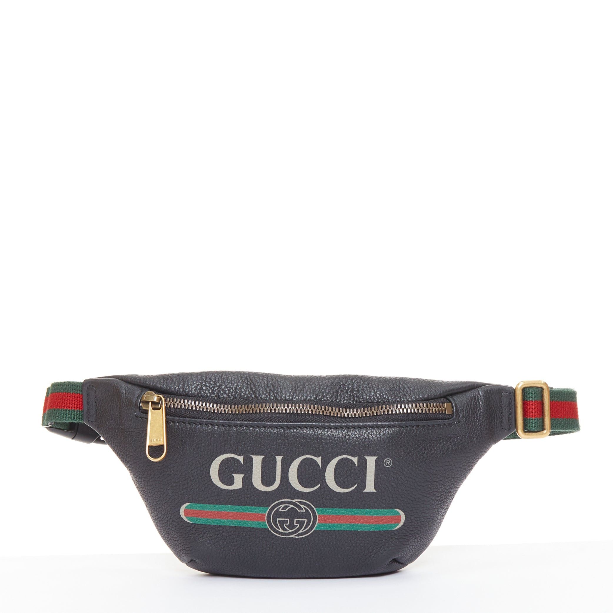 Gucci GUCCI Alessandro Michele black vintage logo print web strap small crossbody belt bag Size ONE SIZE - 1 Thumbnail