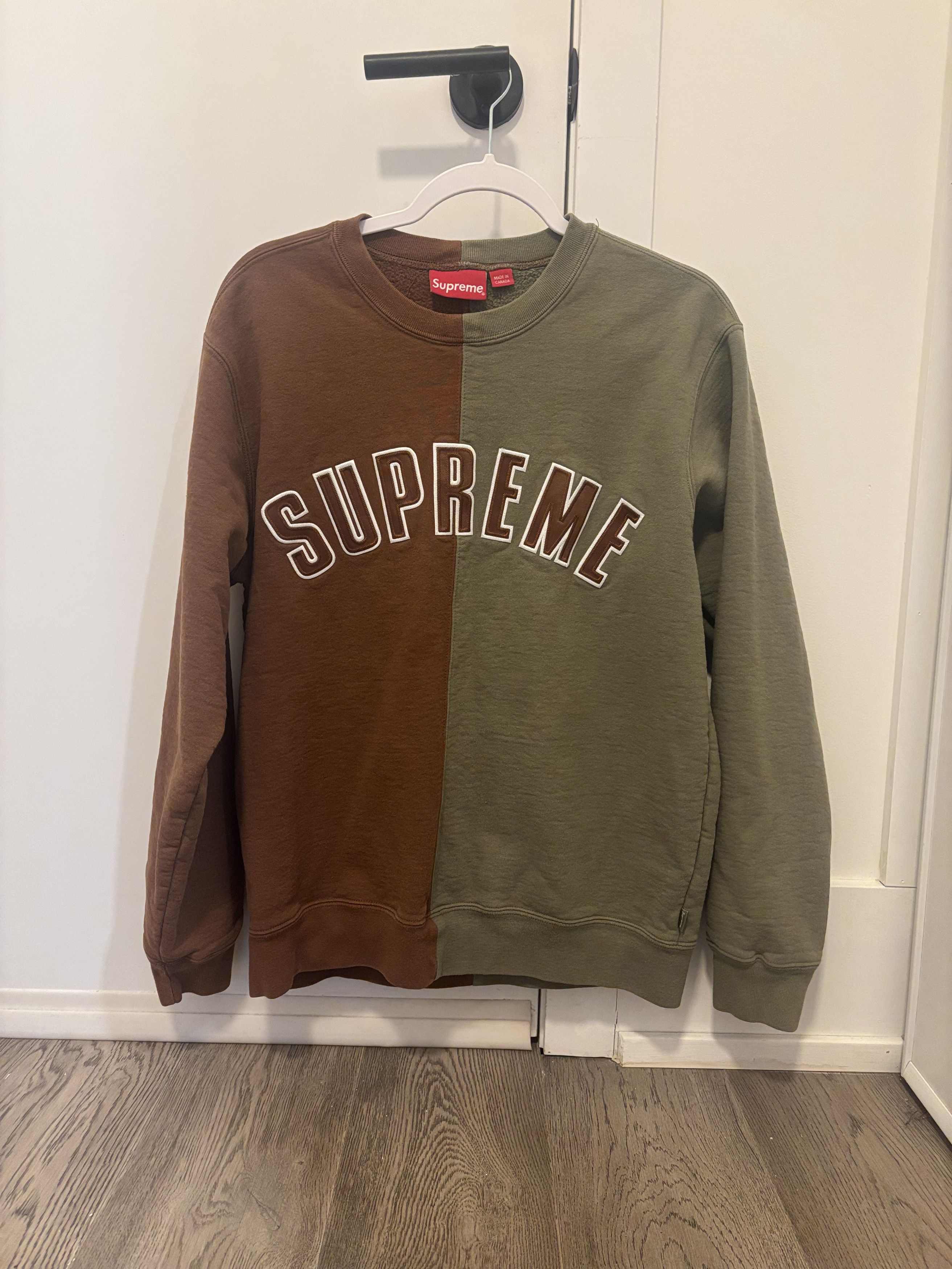 Supreme SUPREME Split Crewneck Sweatshirt Brown Mens Size Medium Size US M / EU 48-50 / 2 - 2 Thumbnail