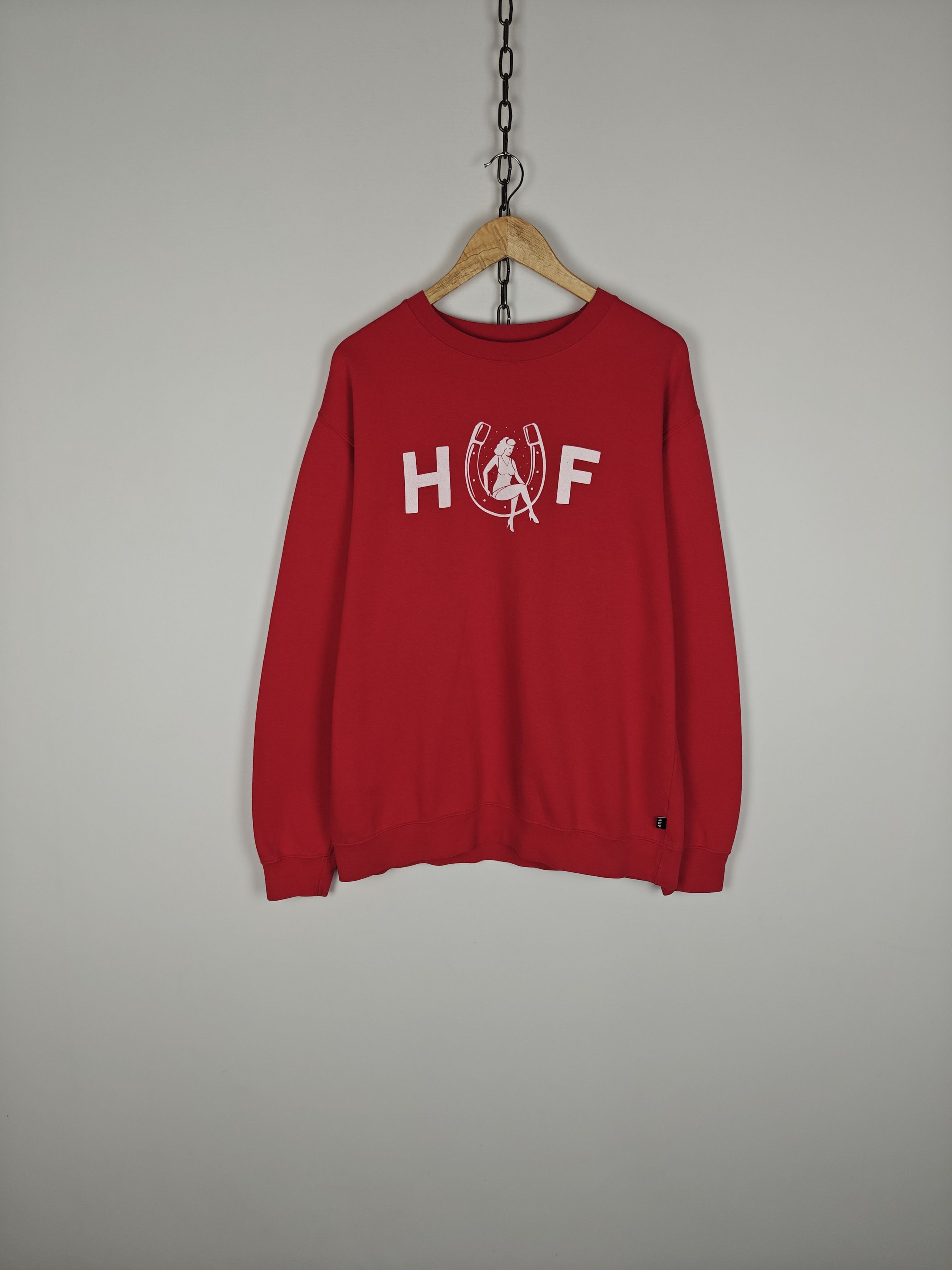 Huf HUF Sweatshirt Crewneck Center Logo Red Skate size L Size US L / EU 52-54 / 3 - 1 Thumbnail