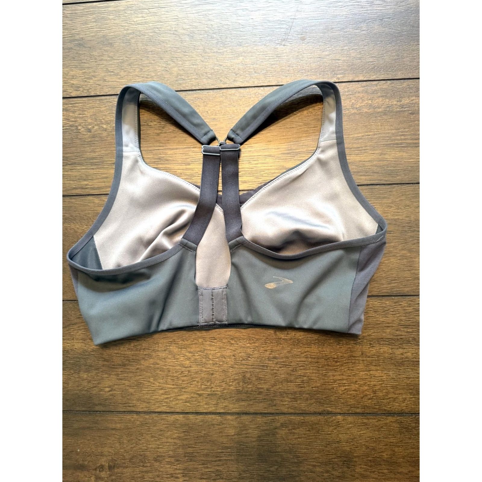 Brooks Brooks Sports Bra Womens Medium Gray Racerback Running Gym Adjustable Hook Eye Size ONE SIZE - 2 Thumbnail