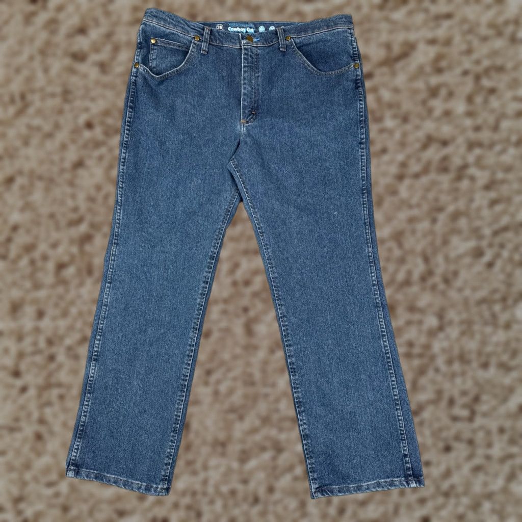 Wrangler Wrangler Jeans Mens 38 Blue Denim Slim Fit Cowboy Cut Premium Performance 38x30 Jeans Size US 38 / EU 54 - 1 Thumbnail