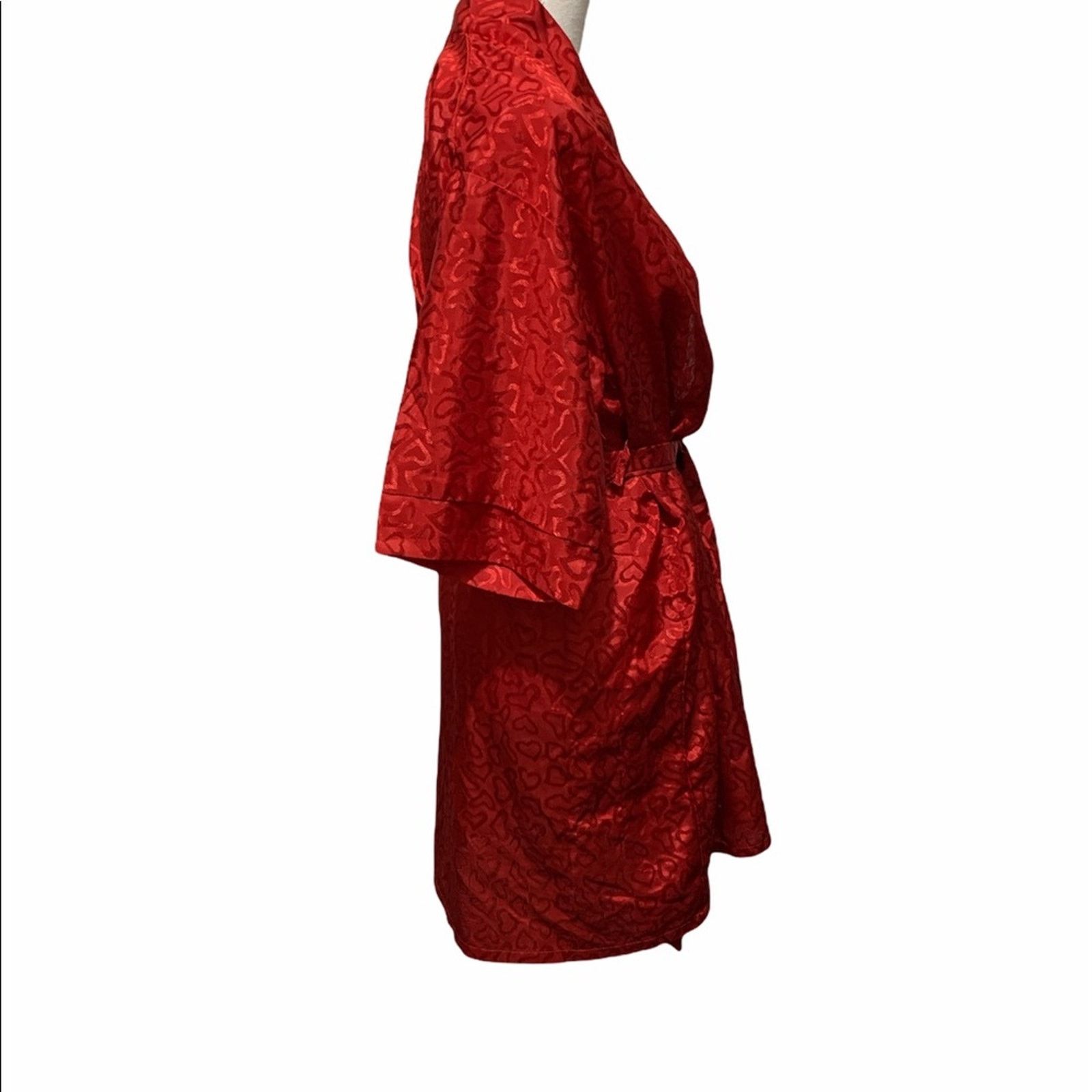 Other Vintage Shorty Red Ghost Heart Damask Print Robe MED Size ONE SIZE - 8 Thumbnail