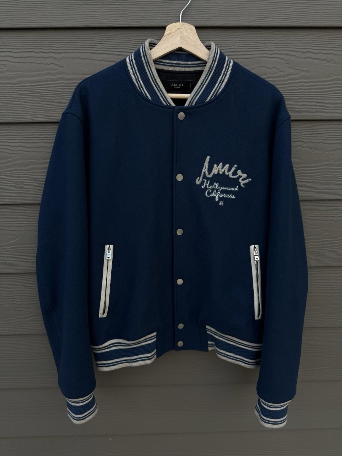 Amiri Amiri Varsity Jacket Blue White Hollywood XL $1500 Retail Size US XL / EU 56 / 4 - 1 Thumbnail