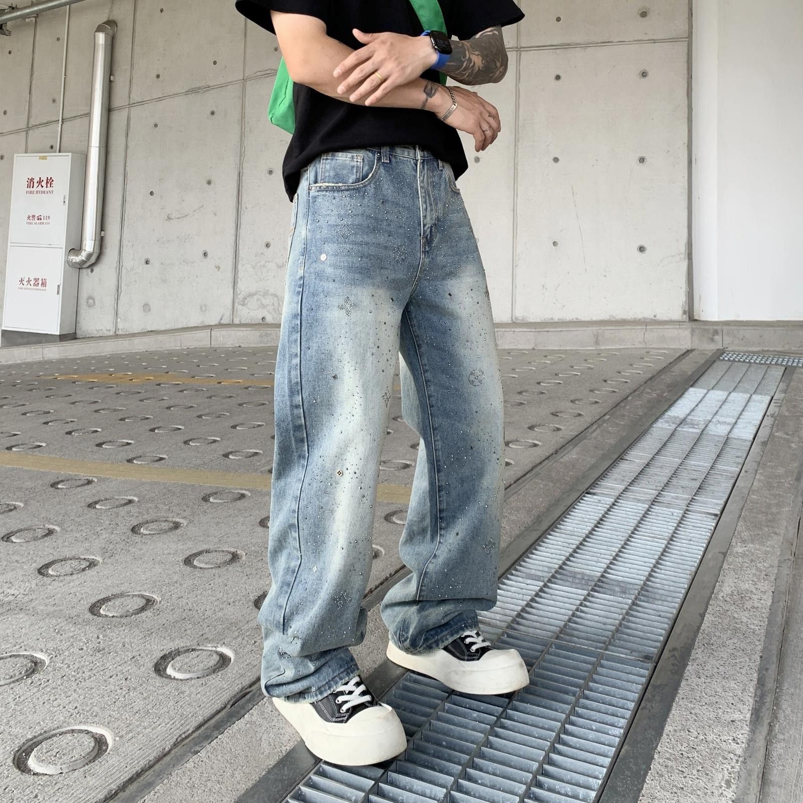 Japanese Brand Light Blue Wide Leg Denim Jeans, Baggy Fit Jeans Size US 30 / EU 46 - 3 Thumbnail