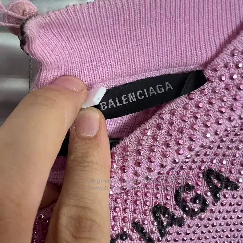 Balenciaga Balenciaga Pink glitter slim fit full print logo top Size US S / EU 44-46 / 1 - 3 Thumbnail