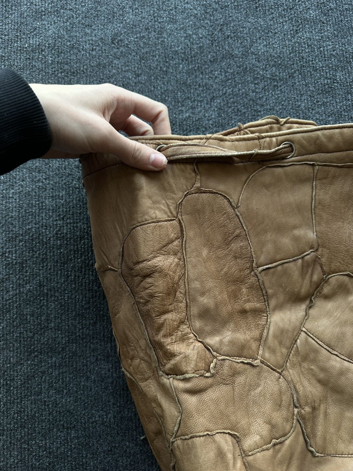 Other 🚨Y2K AVANT-GARDE🚨 LEATHER PATCHWORK Japan style hand bag 90s Size ONE SIZE - 3 Thumbnail