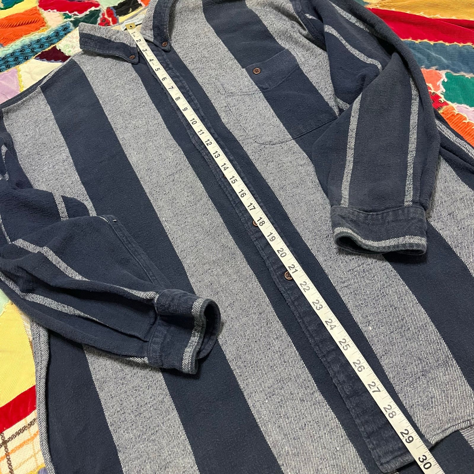 Izod Vintage Izod Thick Navy/Grey Striped Outerwear Button Up L Size US L / EU 52-54 / 3 - 4 Thumbnail