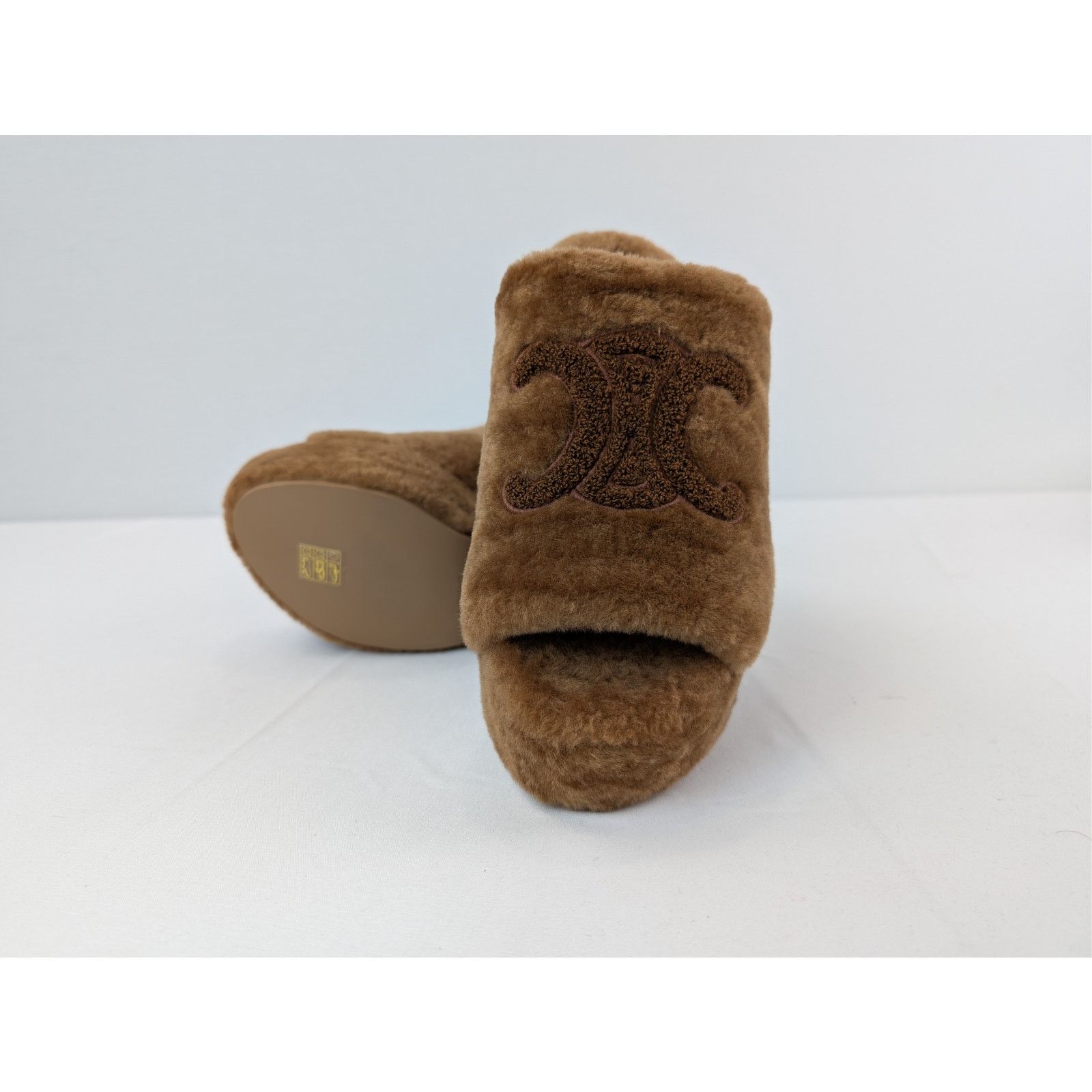 Celine o1rshd1 Elena Mule in Shearling Sandal slipper in Brown Size US 10 / IT 40 - 14 Thumbnail