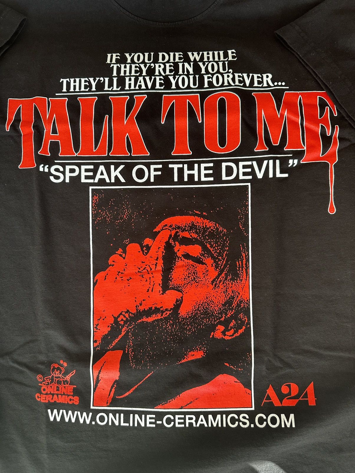 A24 × Online Ceramics Online Ceramics x Talk To Me Speak Of The Devil Tee - Large Size US L / EU 52-54 / 3 - 4 Thumbnail