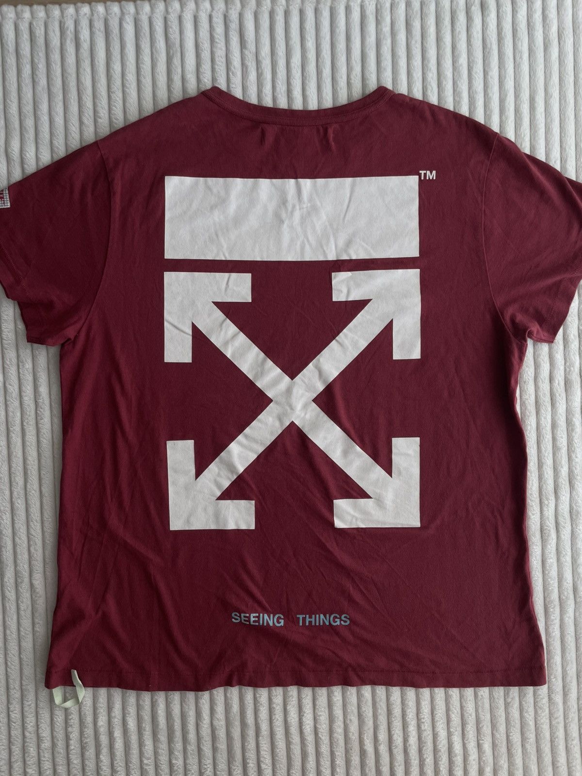 Off-White Off-White “Seeing Things” Arrows Burgundy T-Shirt Size L