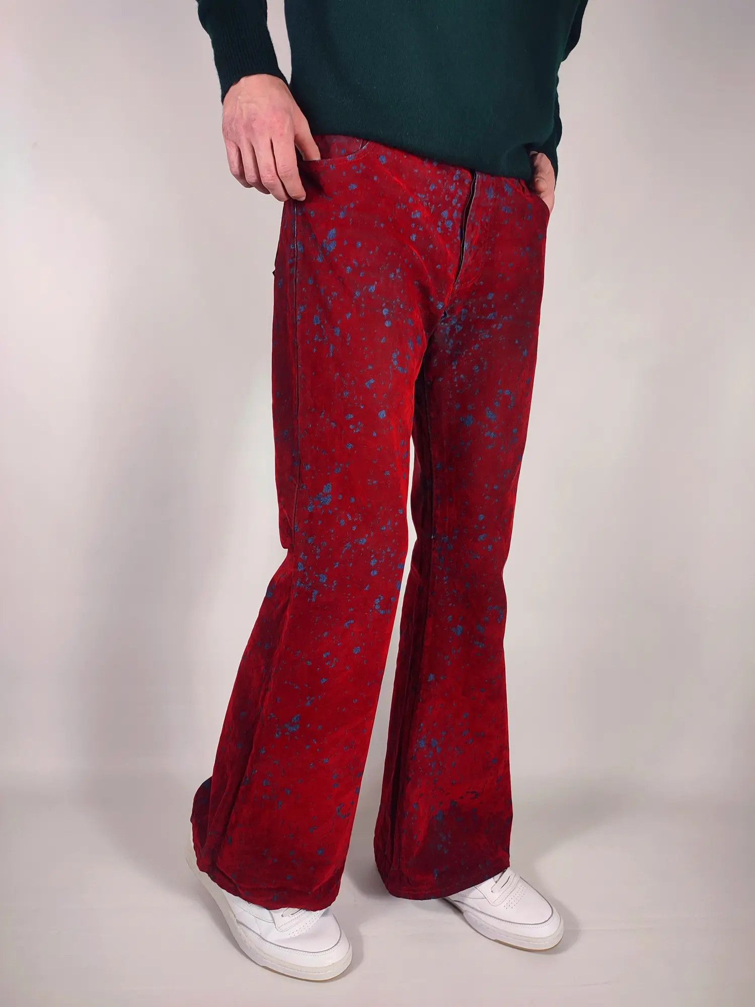 If Six Was Nine ATO The Kick Of Fashion Velour Flared Vampire Jeans Size US 33 - 6 Thumbnail