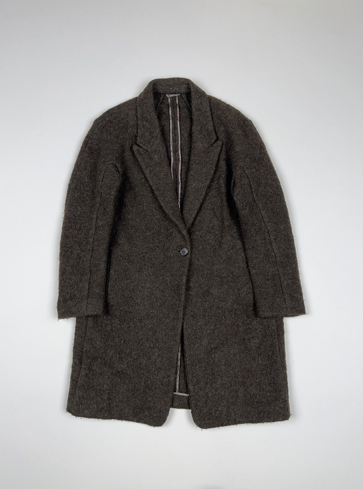 Etro Milano Lana Wool Long Coat Brown Khaki Olive Jacket