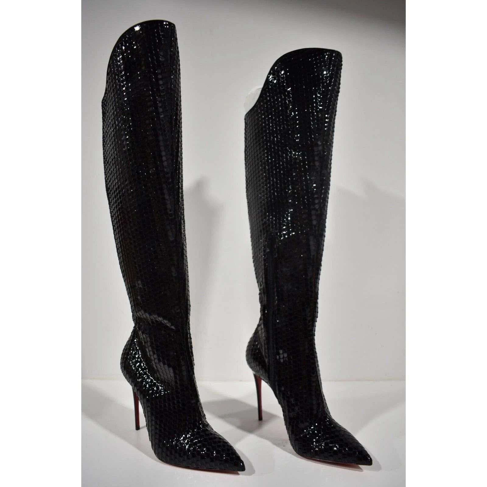 Christian Louboutin Christian Louboutin Alta Botta 100 Black Patent Bird Knee Size US 6 / IT 36 - 4 Thumbnail