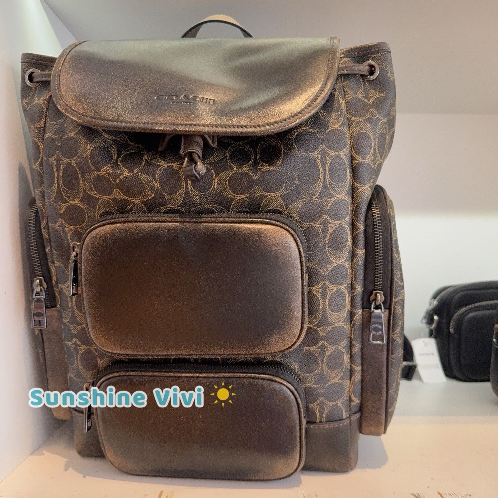 Coach NWT Coach Finn Backpack Loved Signature Gunmetal/Brown CDY56 Size ONE SIZE - 1 Thumbnail