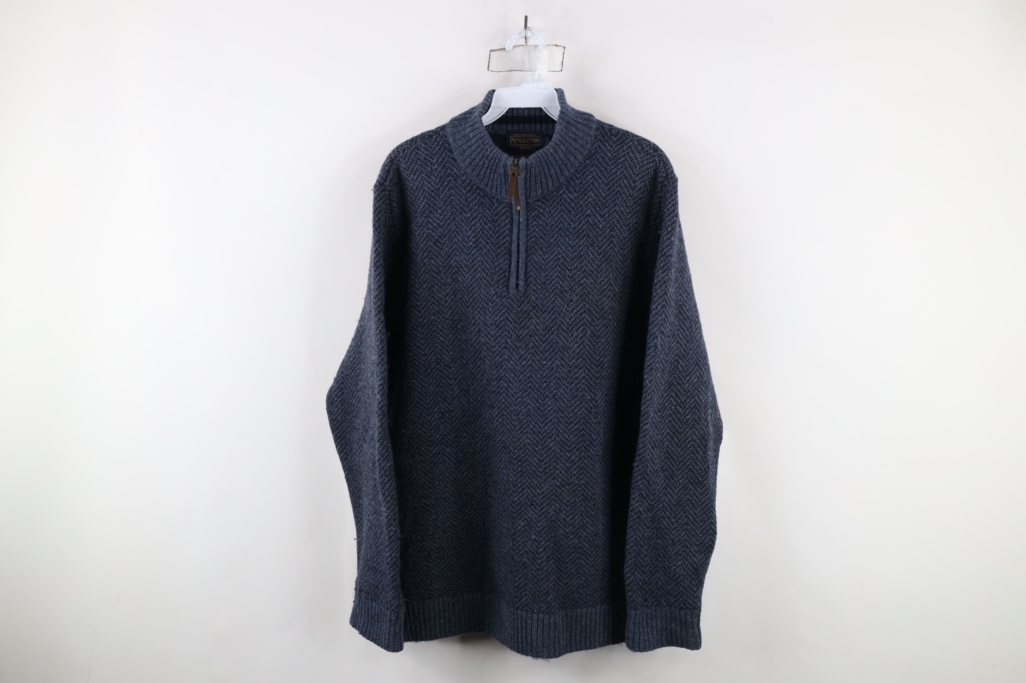 Pendleton Vintage Pendleton Washable Wool Knit Half Zip Sweater Blue Size US L / EU 52-54 / 3 - 1 Thumbnail