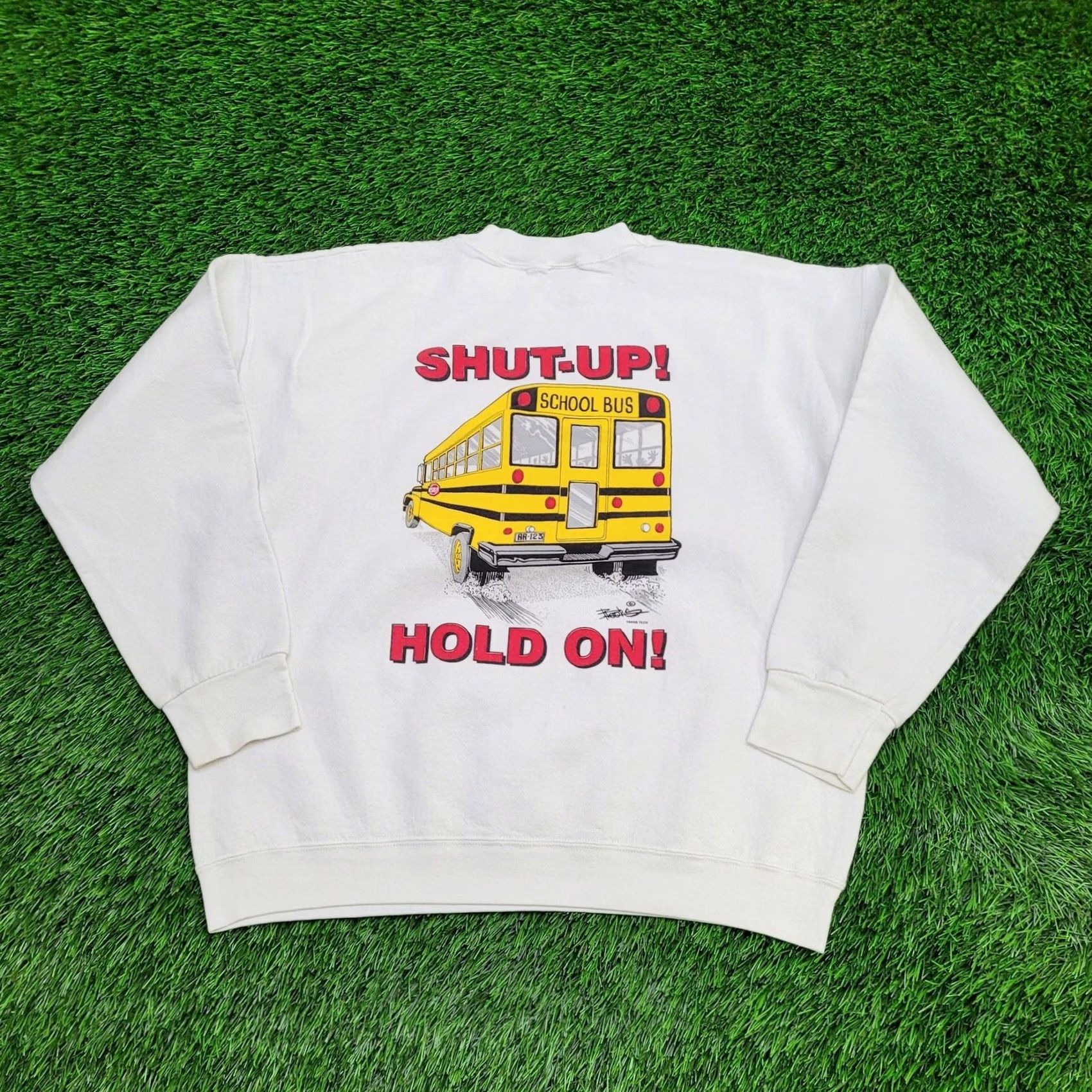 Fruit Of The Loom VINTAGE Funny School Bus Sweatshirt Womens L/XL Baggy Shirt Size L / US 10 / IT 46 - 4 Thumbnail