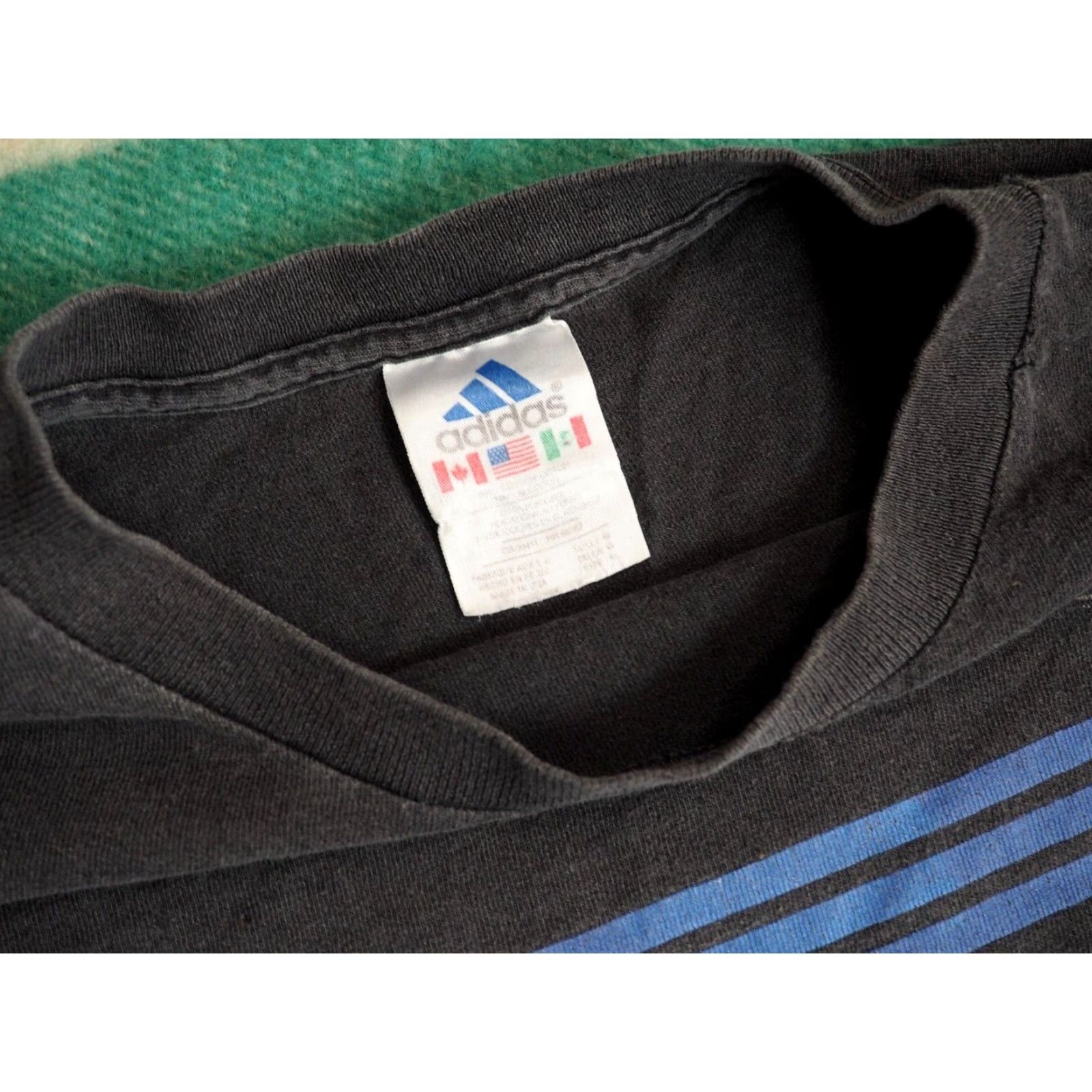 Adidas VINTAGE Adidas Striped Black Retro USA Made Faded L/S Logo Tee XL Mens Shirt X-Large Black 90s Graphic Tee Size US XL / EU 56 / 4 - 4 Thumbnail