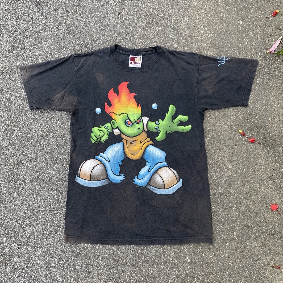 JNCO Vintage Sun Faded Thrashed Jnco Flamehead Tee Jeans Baggy Size US L / EU 52-54 / 3 - 2 Thumbnail