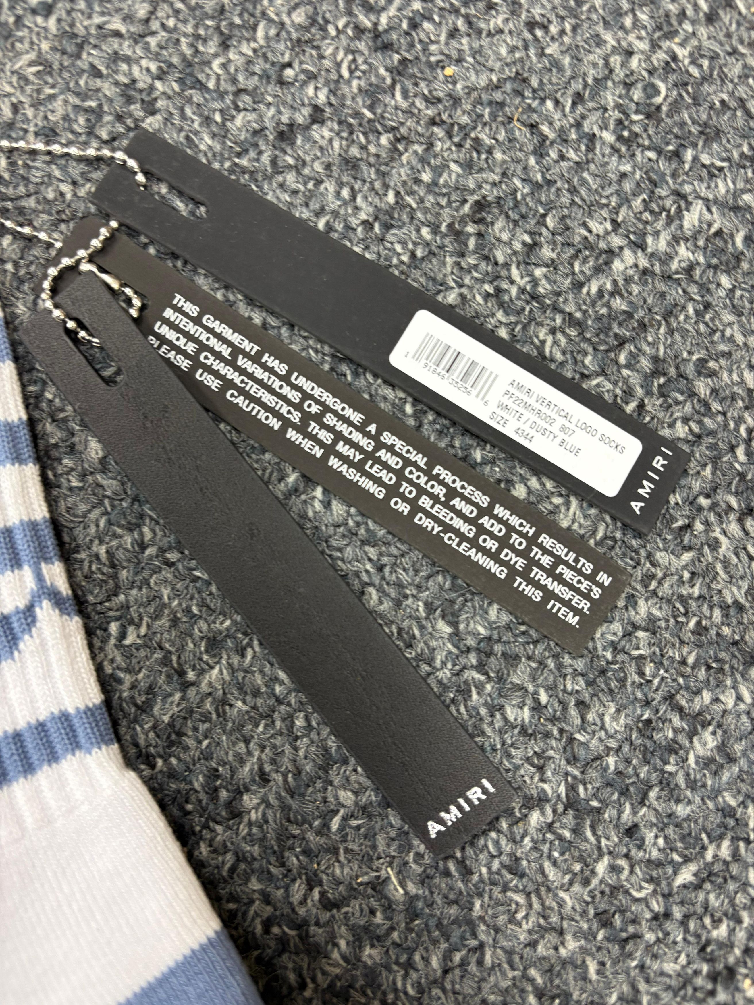 Amiri Amiri Vertical Logo Socks in White/Dusty Blue Size 44 - 3 Thumbnail