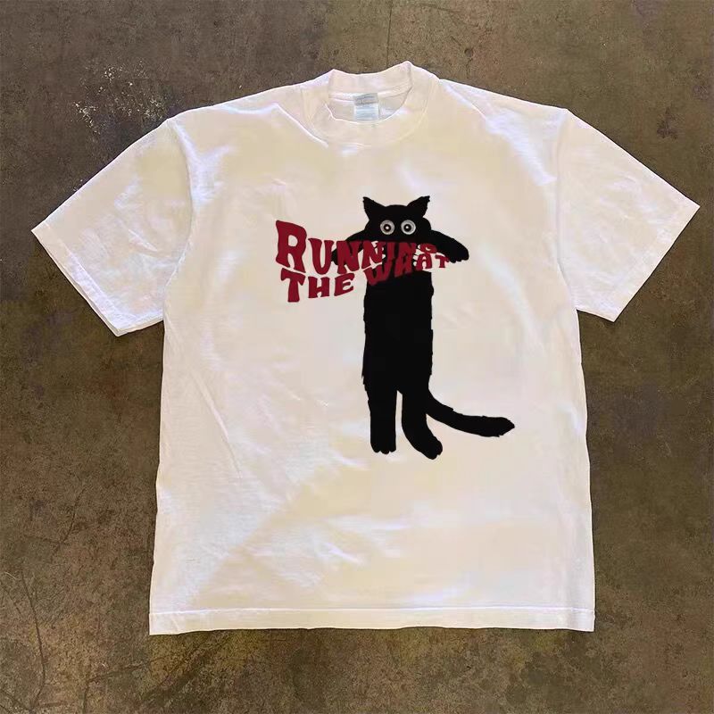 Japanese Brand White retro kitten print cotton t-shirt Size US M / EU 48-50 / 2 - 1 Thumbnail