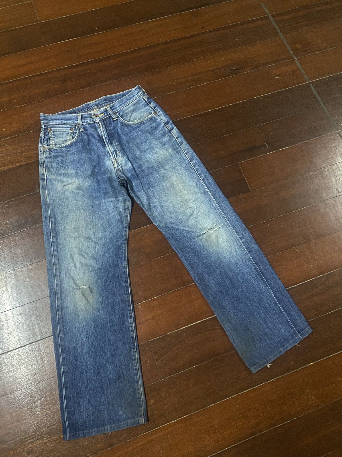 Edwin Vintage Edwin 505 Selvedge Distressed Dirty Denim Jeans Size US 32 / EU 48 - 2 Thumbnail