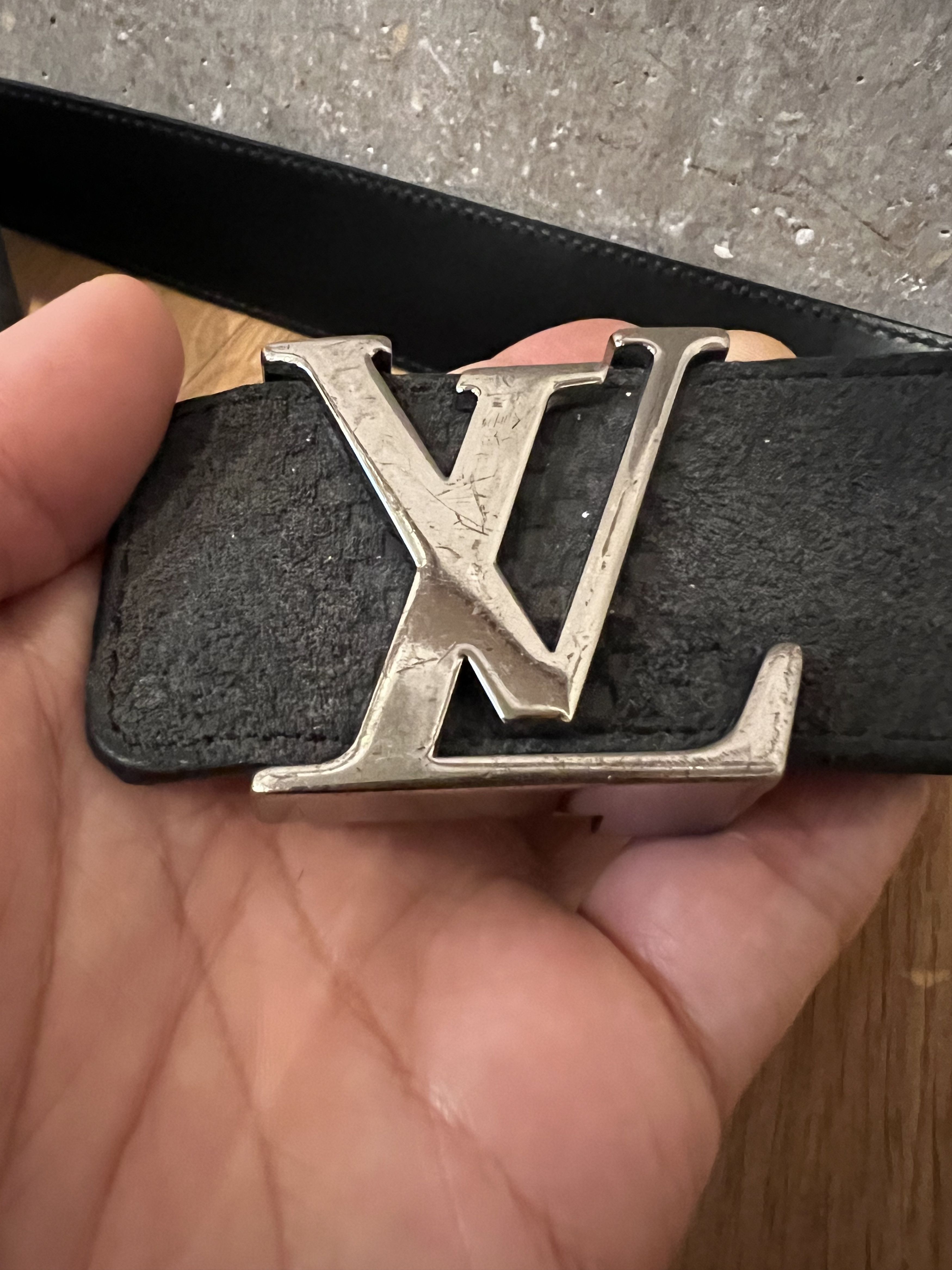 Louis Vuitton Louis Vuitton Initiales Mini Damier Suede Carbone Belt Size 38 - 3 Thumbnail