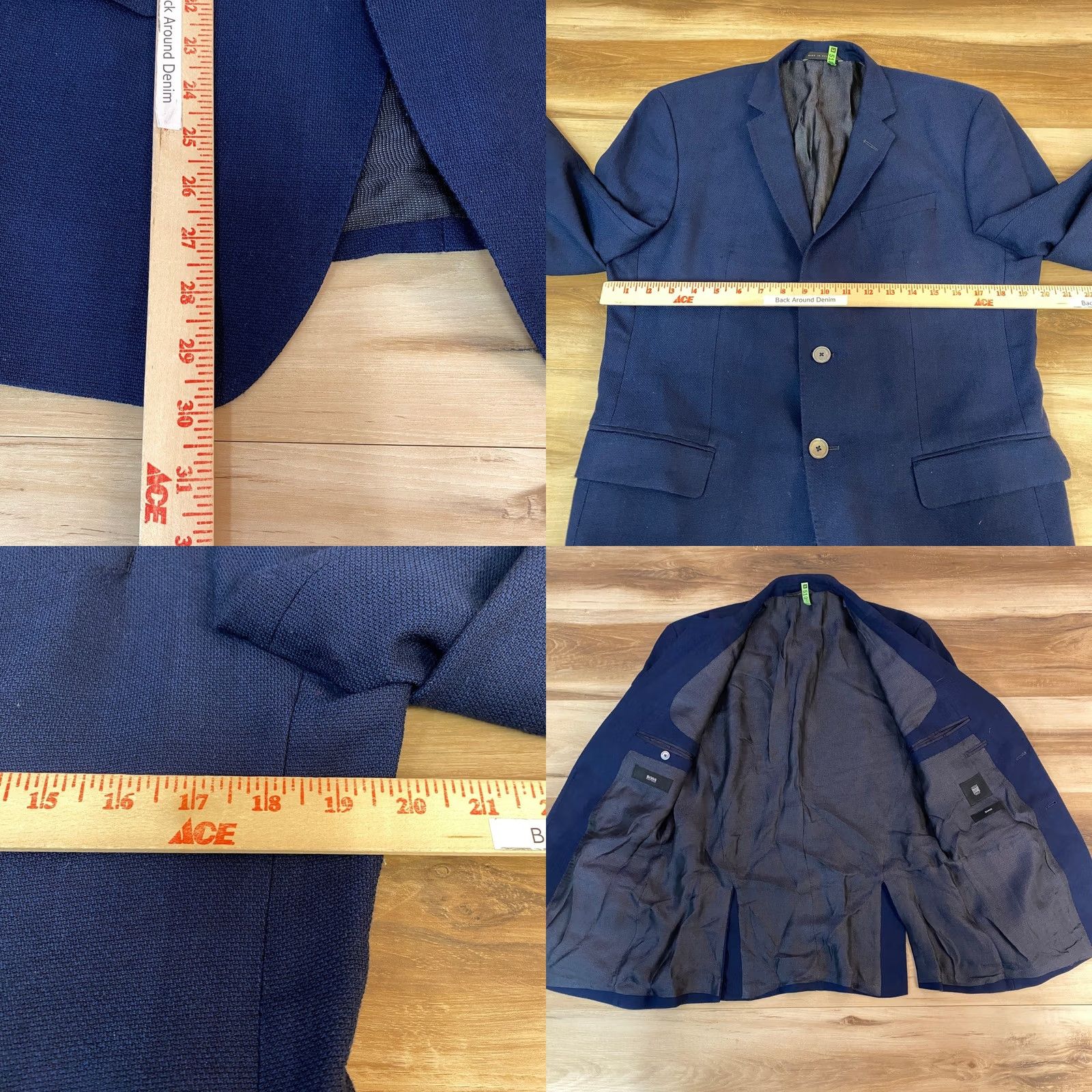 Hugo Boss Hugo Boss Navy Blue 42R Wool 2 Button Blazer Sport Coat Jacket Mens Wool Blazer Business Formal Wedding Size 42R - 8 Thumbnail