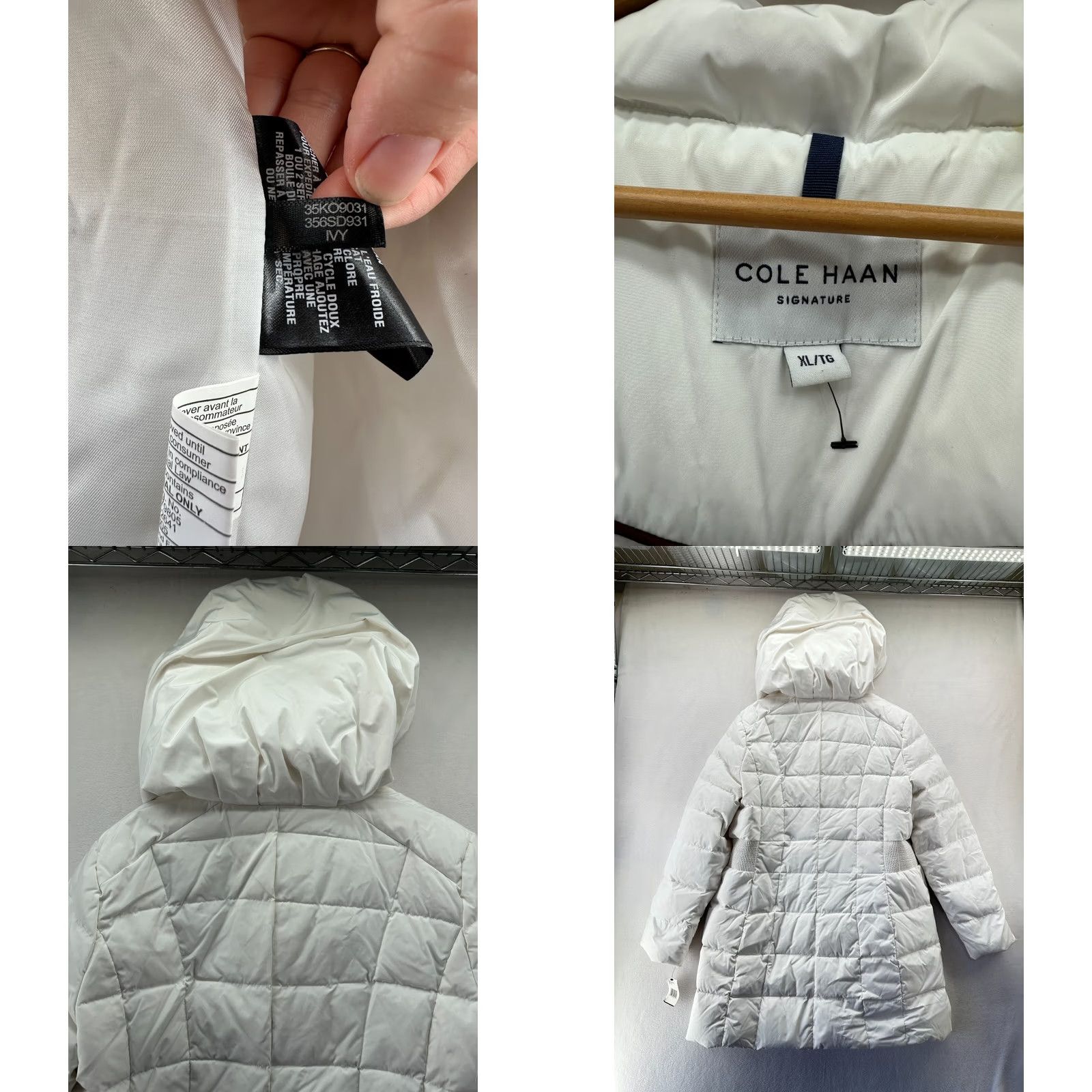 Cole Haan VINTAGE? No. Cole Haan Womens XL White Puffer Down Coat Long Hooded Quilted NEW Size XL / US 12-14 / IT 48-50 - 8 Thumbnail