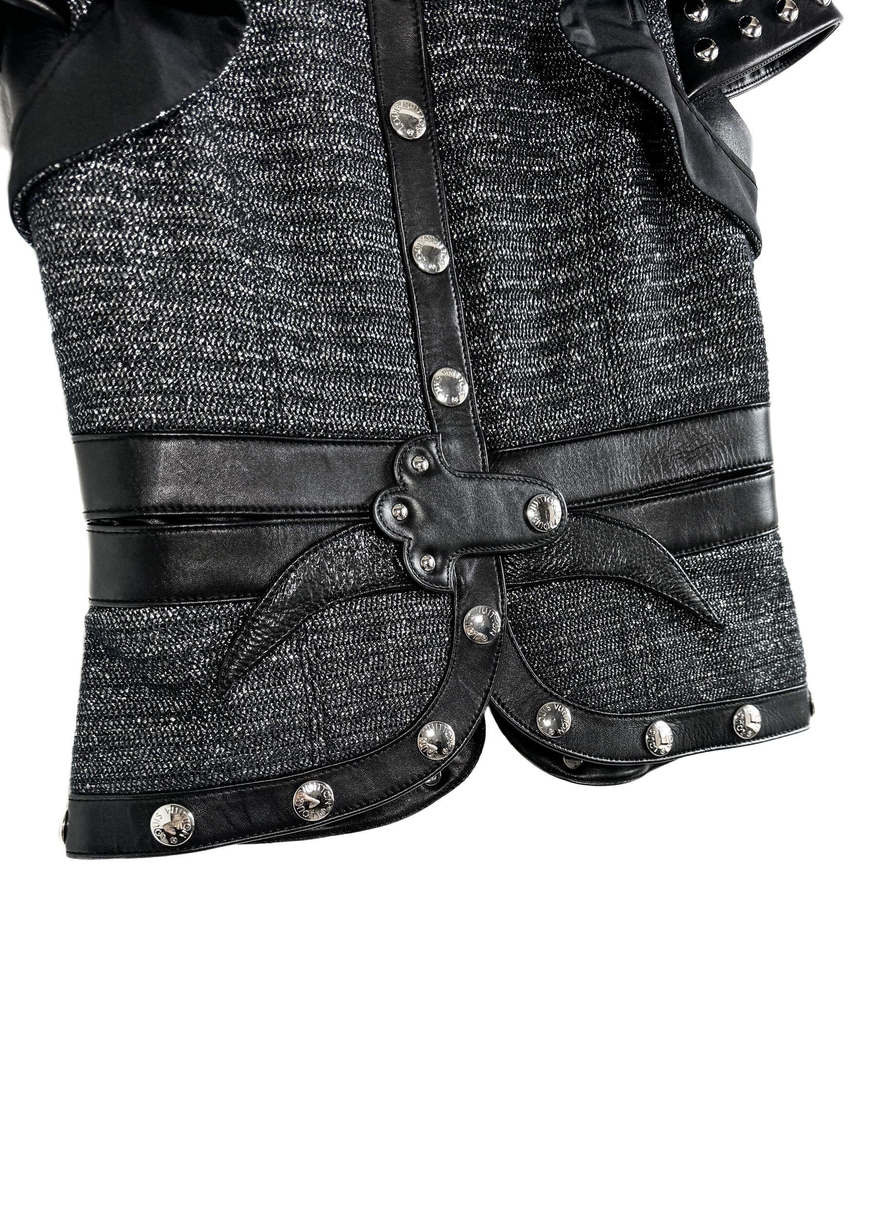 Louis Vuitton Louis Vuitton Runway 2018 Black Leather Tweed Vest Jacket Size S / US 4 / IT 40 - 4 Thumbnail