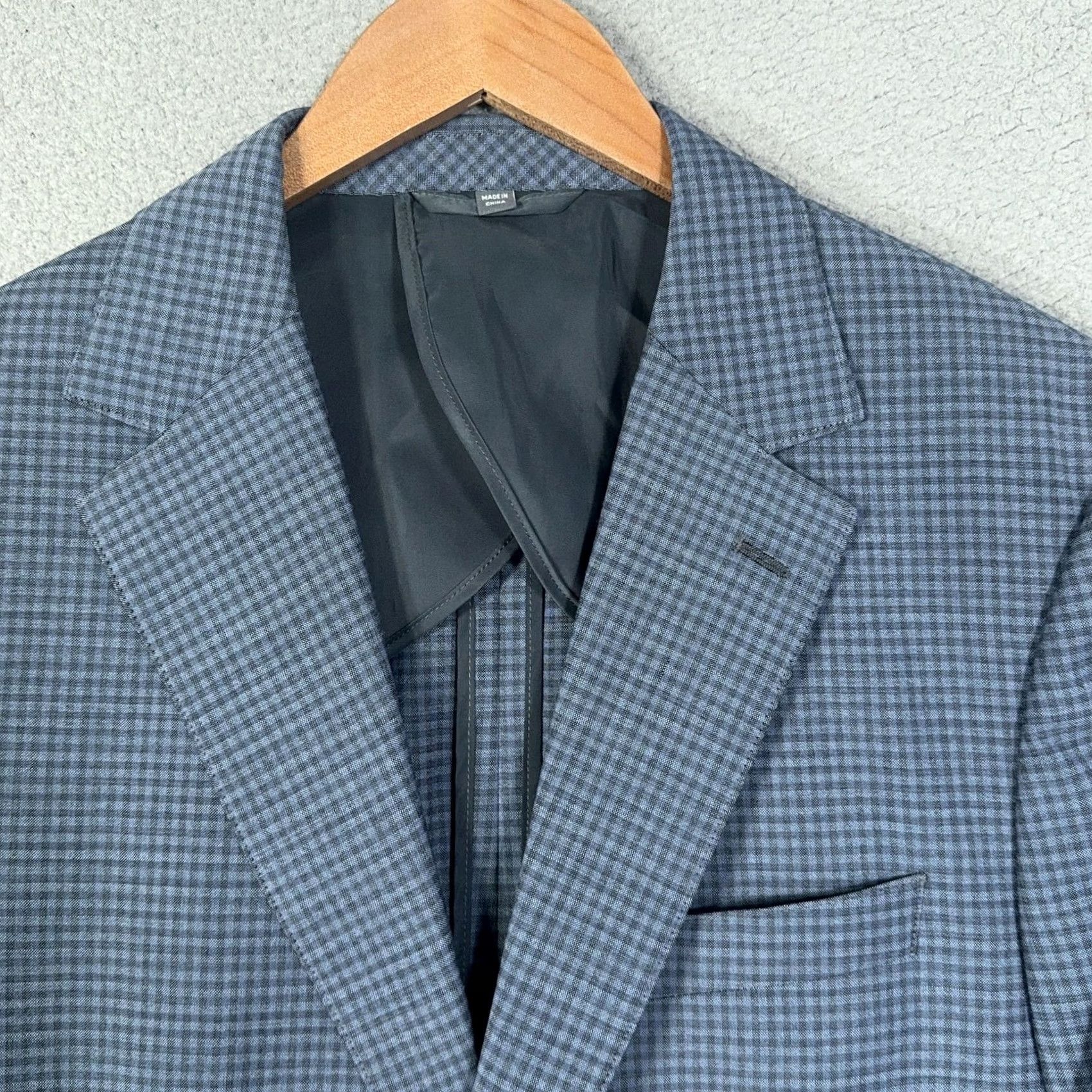 Bonobos Bonobos Blazer Mens 38 Short Blue Gray Check Italian Wool Sports Coat Short Notch Lapel Two-Button Size US 38 / EU 54 - 2 Thumbnail